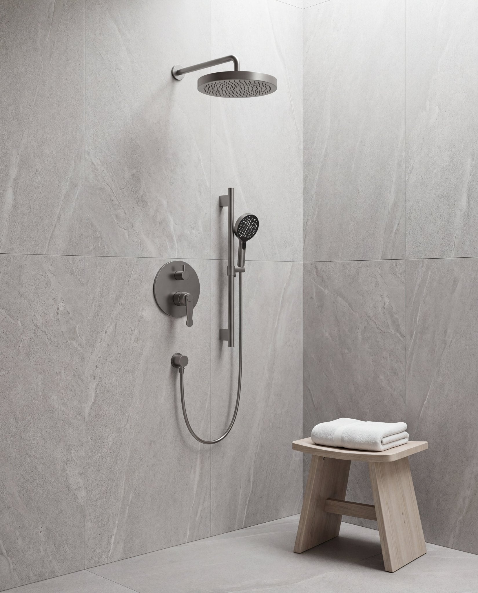 12" Rain Head & Hand Shower - Pressure Balance Shower System (Trim Kit) - ShowerBrushed Gold