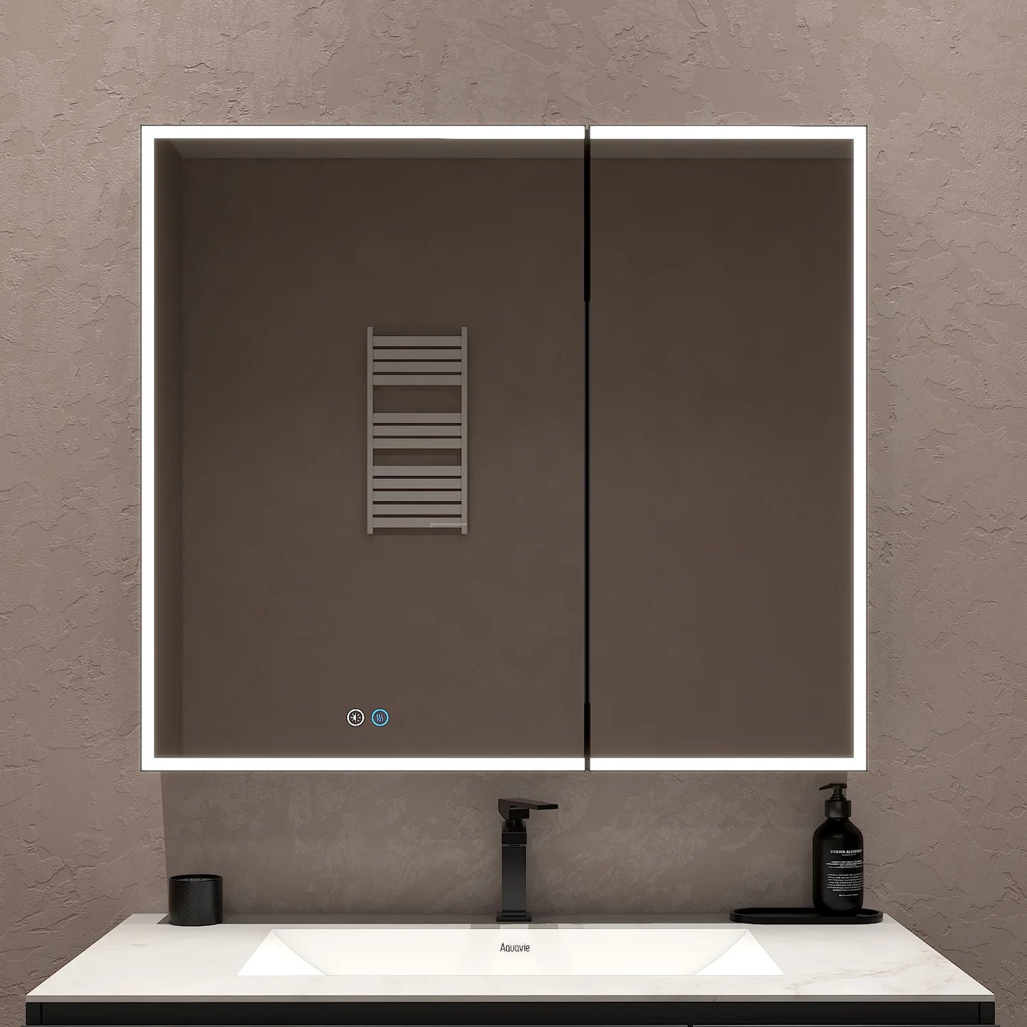 36"x32" Solid Light Bathroom LED Mirror Cabinet – Dimmable Light, Anti-Fog, Recessed or Surface Mount