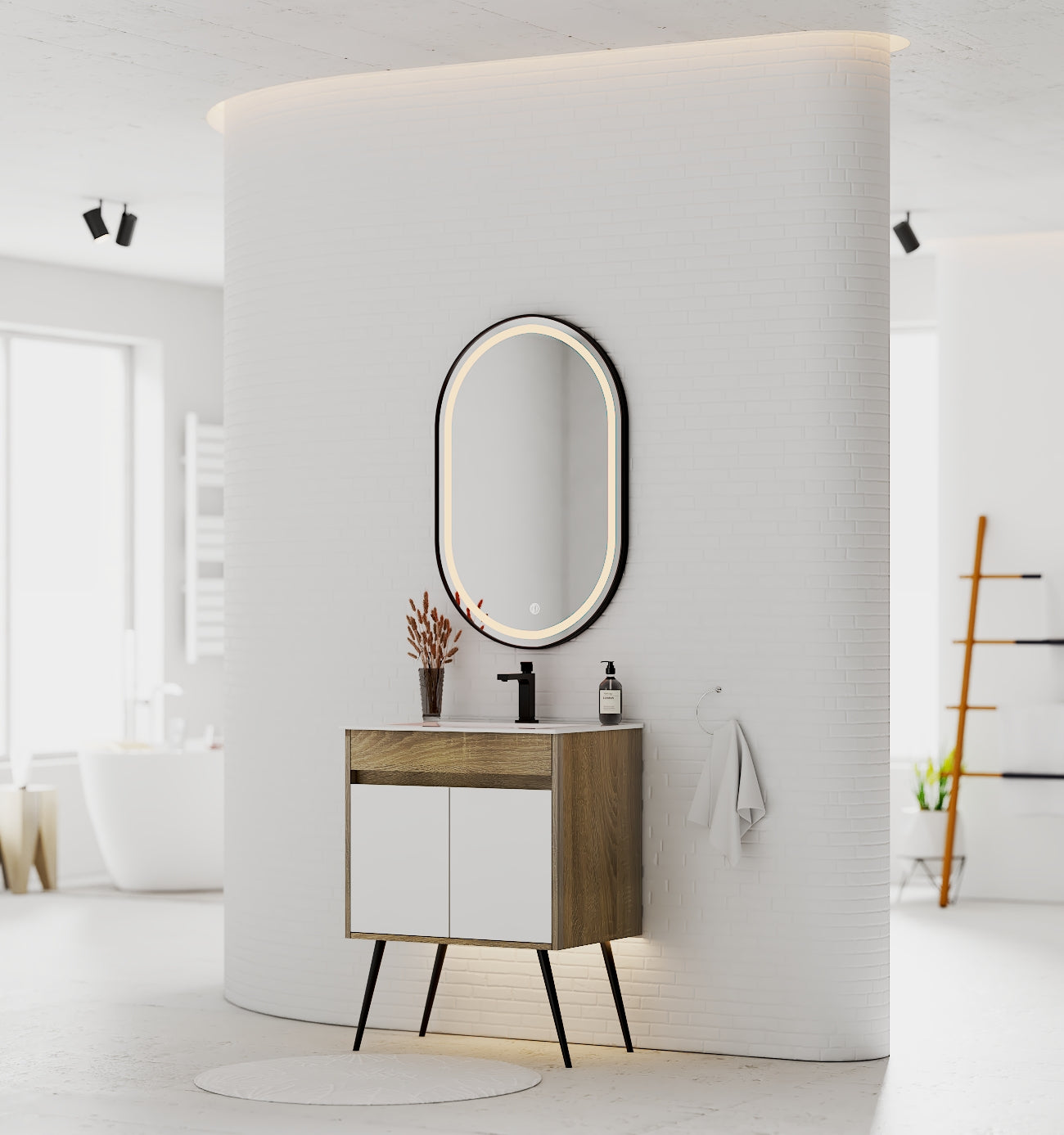 18" Narrow Depth Bathroom Vanity With Ceramic Sink