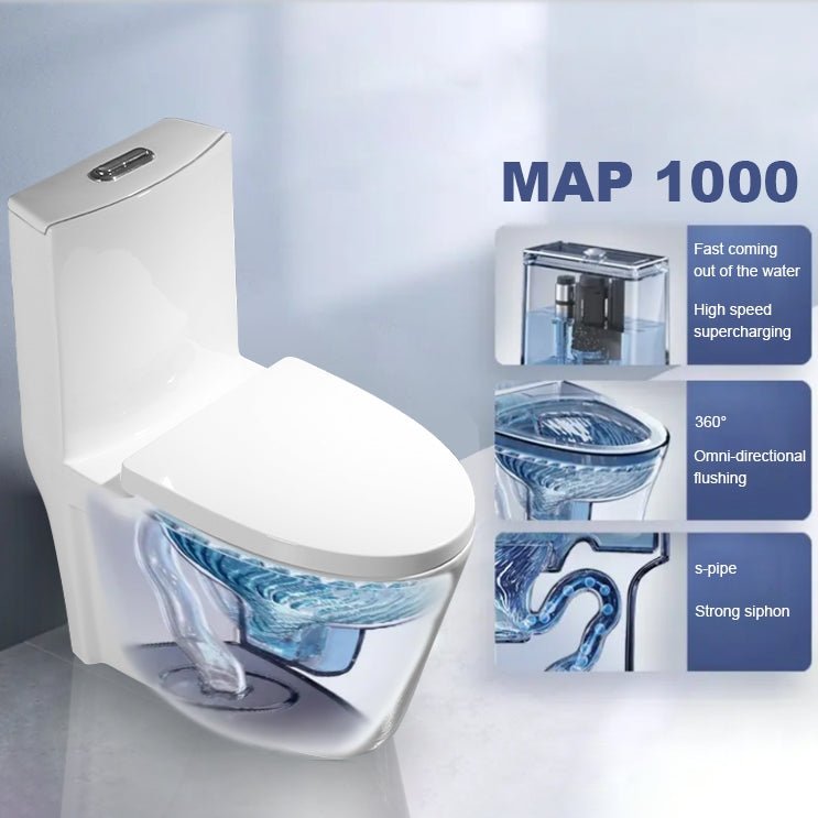2182 - S Rimless ADA - Compliant Single - Flush Siphonic One - Piece Toilet with HTD Flush, Soft Close Seat - toilet NeoNova Decor