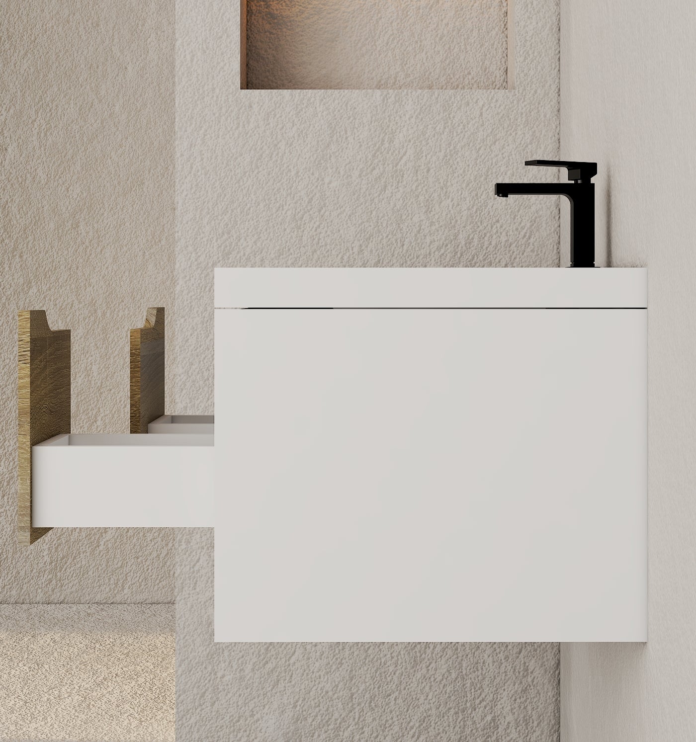 24", 32", 40" Modern Floating Vanity with Seamless Stone Top - Vanity32" NeoNova Decor
