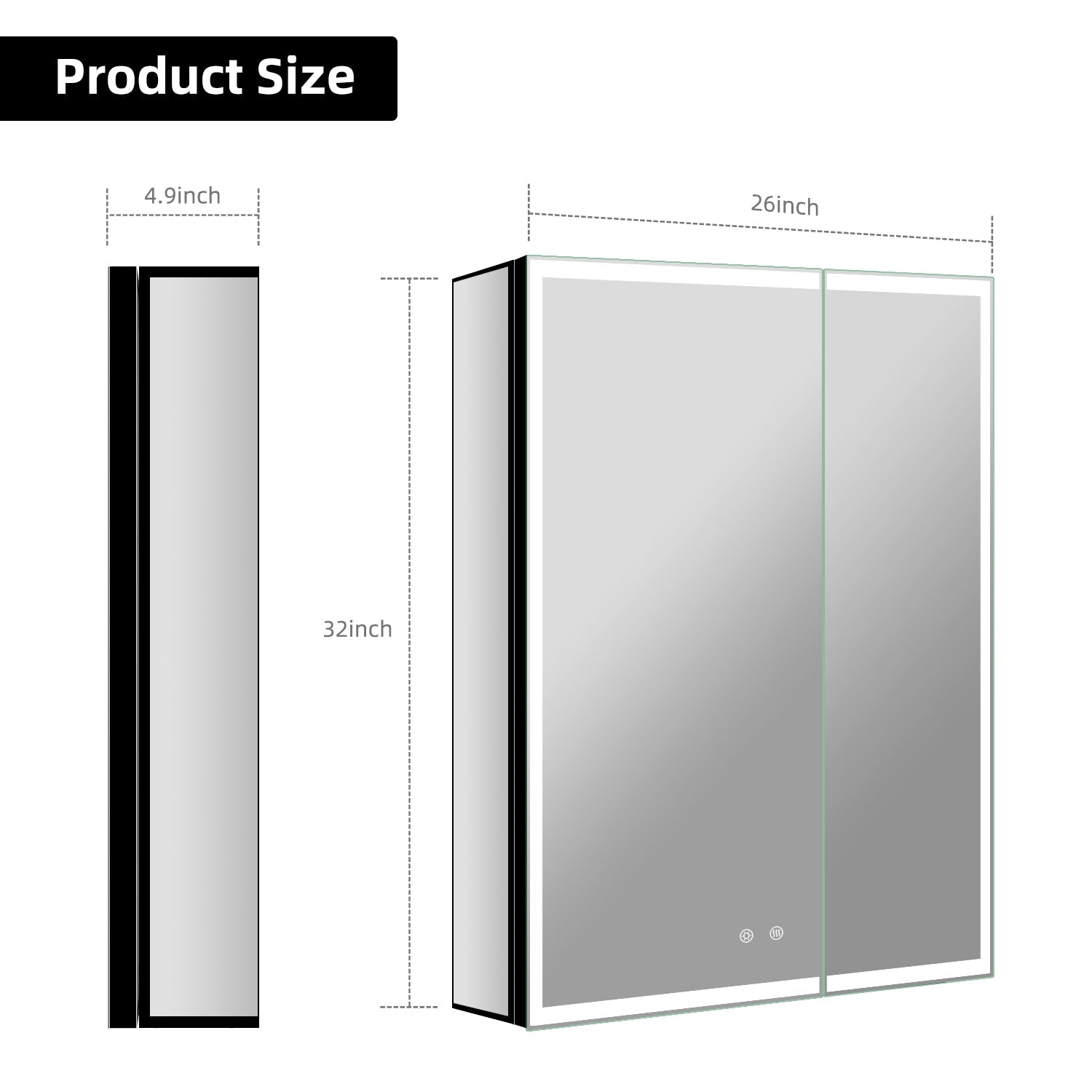26" x 32" LED Mirror Medicine Cabinet – Aluminum Frame, Anti - Fog, Recessed or Surface Mount - Medicine Cabinet NeoNova Decor