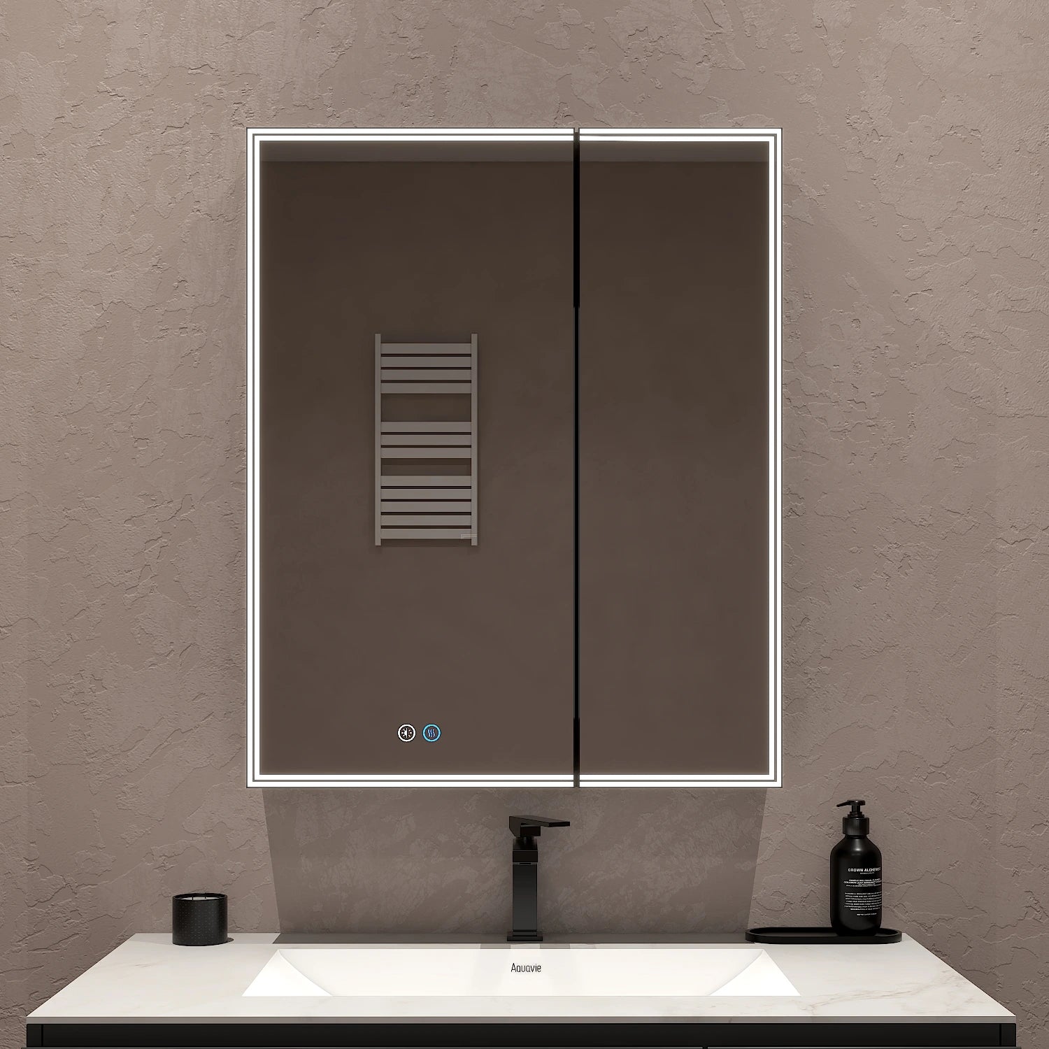 26"x32" LED Medicine Cabinet – Full Mirror Interior, Anti - Fog, Outlet & USB, Blum Hinges - Medicine Cabinet NeoNova Decor