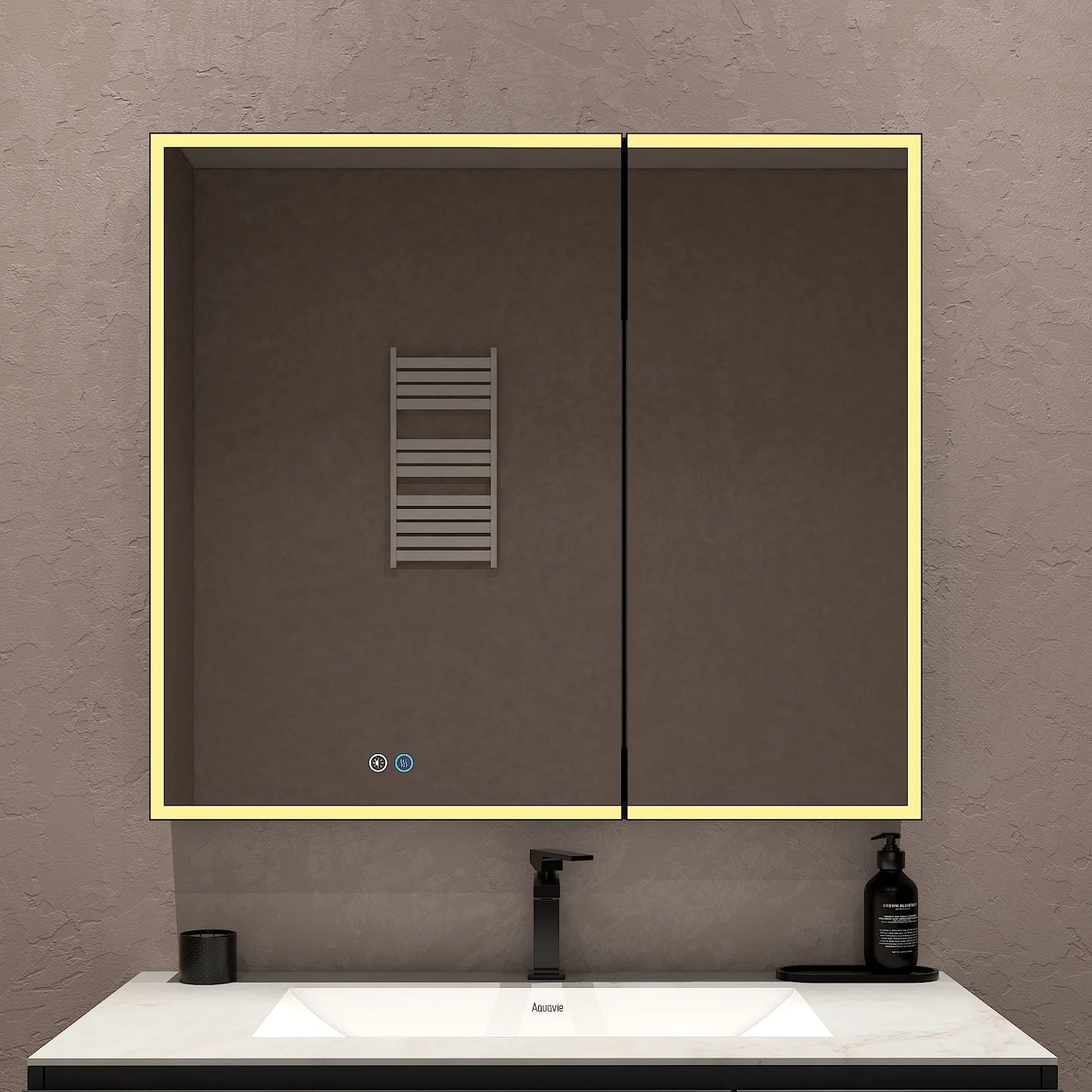 36"x32" Solid Light Bathroom LED Mirror Cabinet – Dimmable Light, Anti-Fog, Recessed or Surface Mount