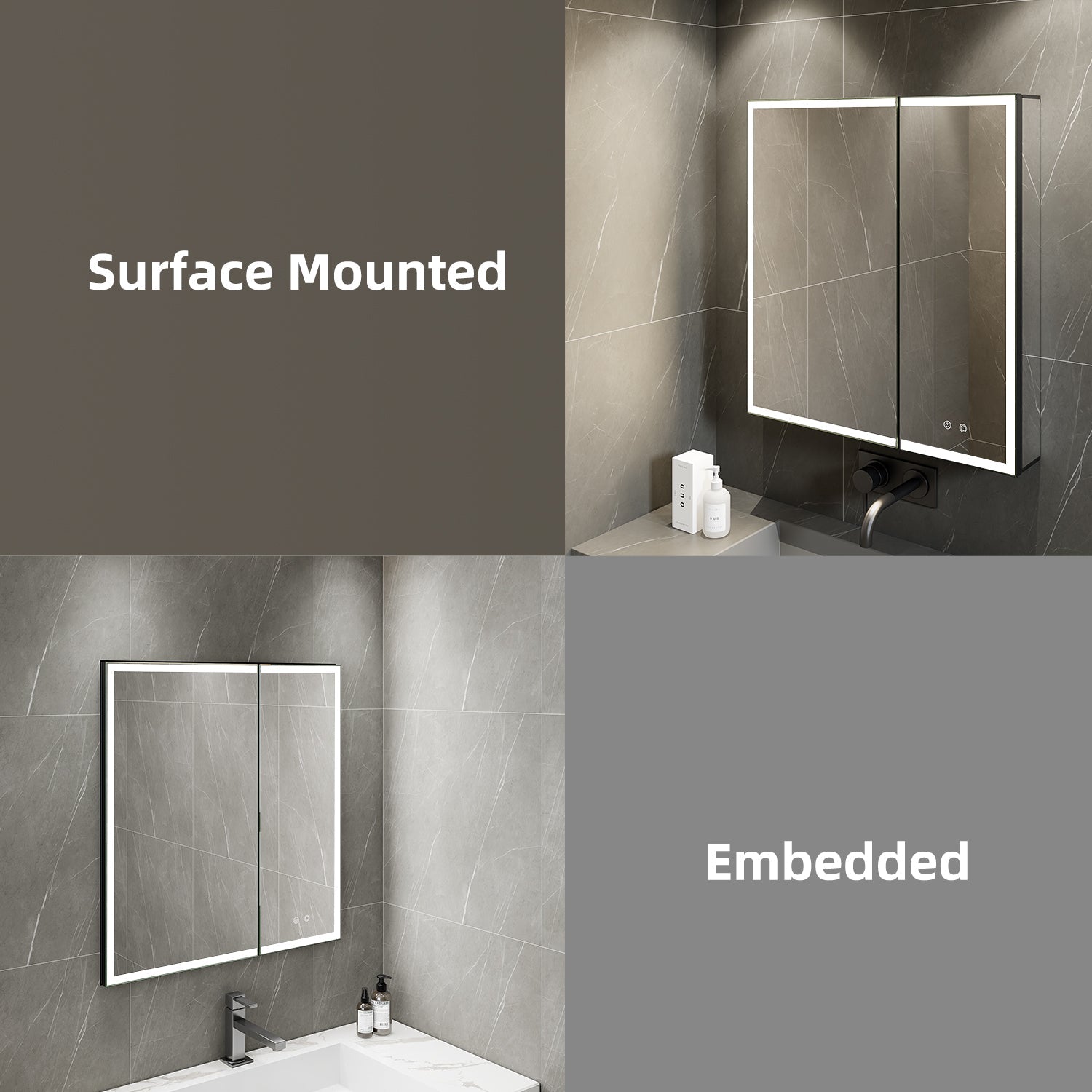 30"x32" LED Medicine Cabinet, Lighting & Outlet – Wall Mount/Recessed - Medicine Cabinet NeoNova Decor