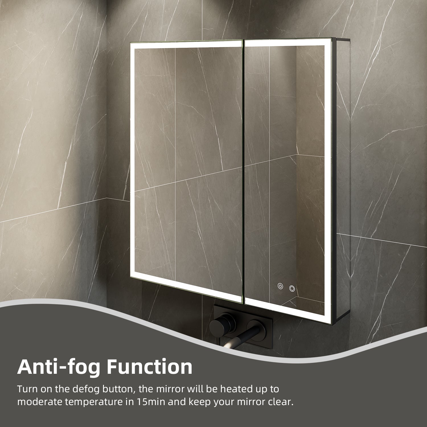 30"x32" LED Medicine Cabinet, Lighting & Outlet – Wall Mount/Recessed - Medicine Cabinet NeoNova Decor