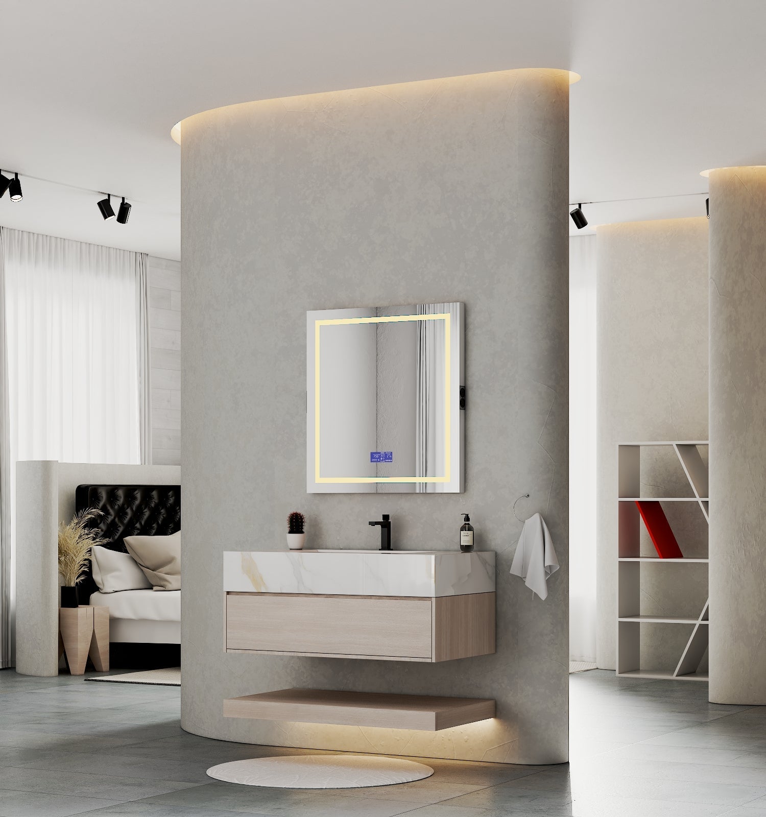 32", 36", 40" Sintered Stone Top with Hotel - Style Floating Bathroom Vanity - VanityCalacatta Gold NeoNova Decor