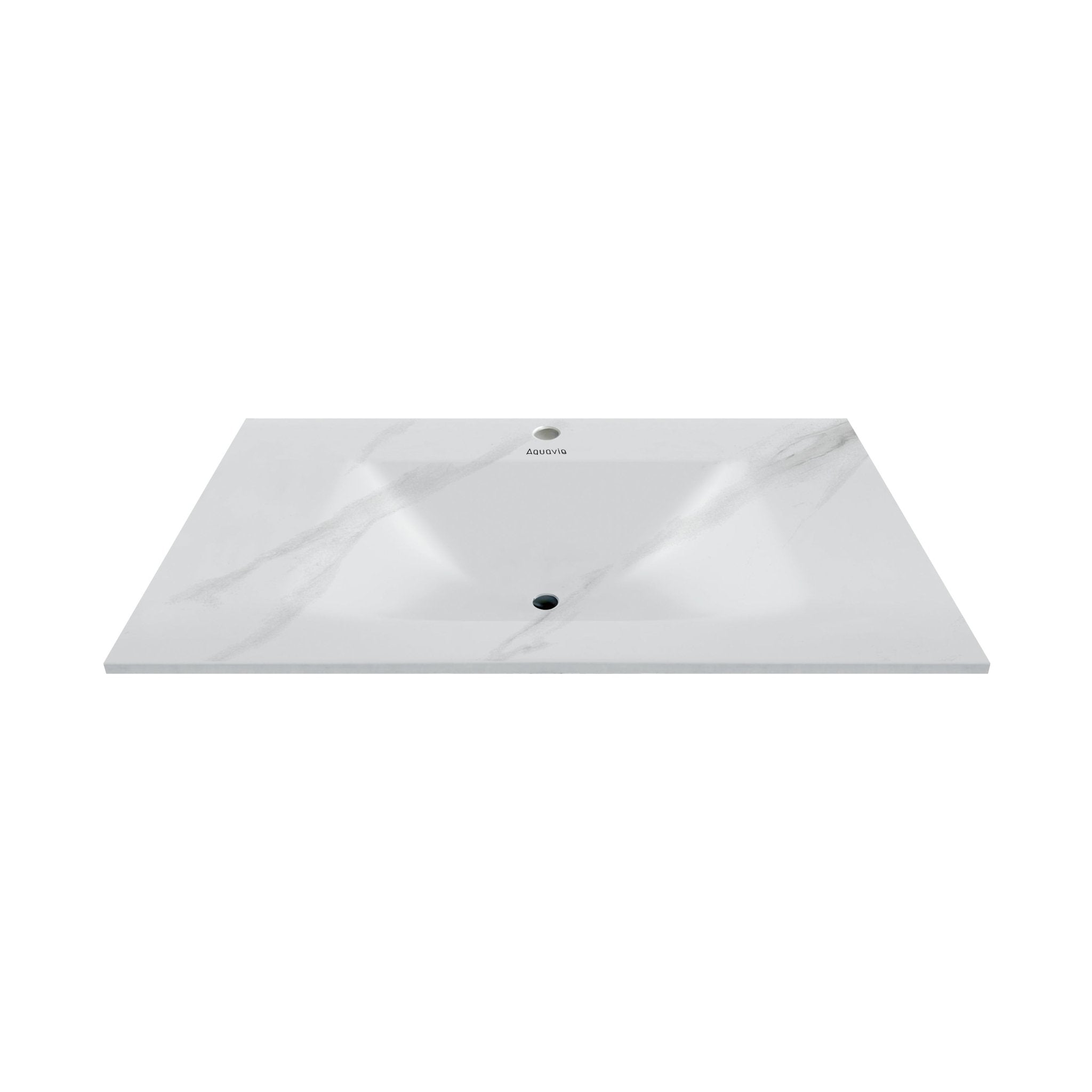 32", 36", 40" Thermoformed Sintered Stone Vanity Top with Integrated Basin – White Carrara - VanityWhite Carrara NeoNova Decor