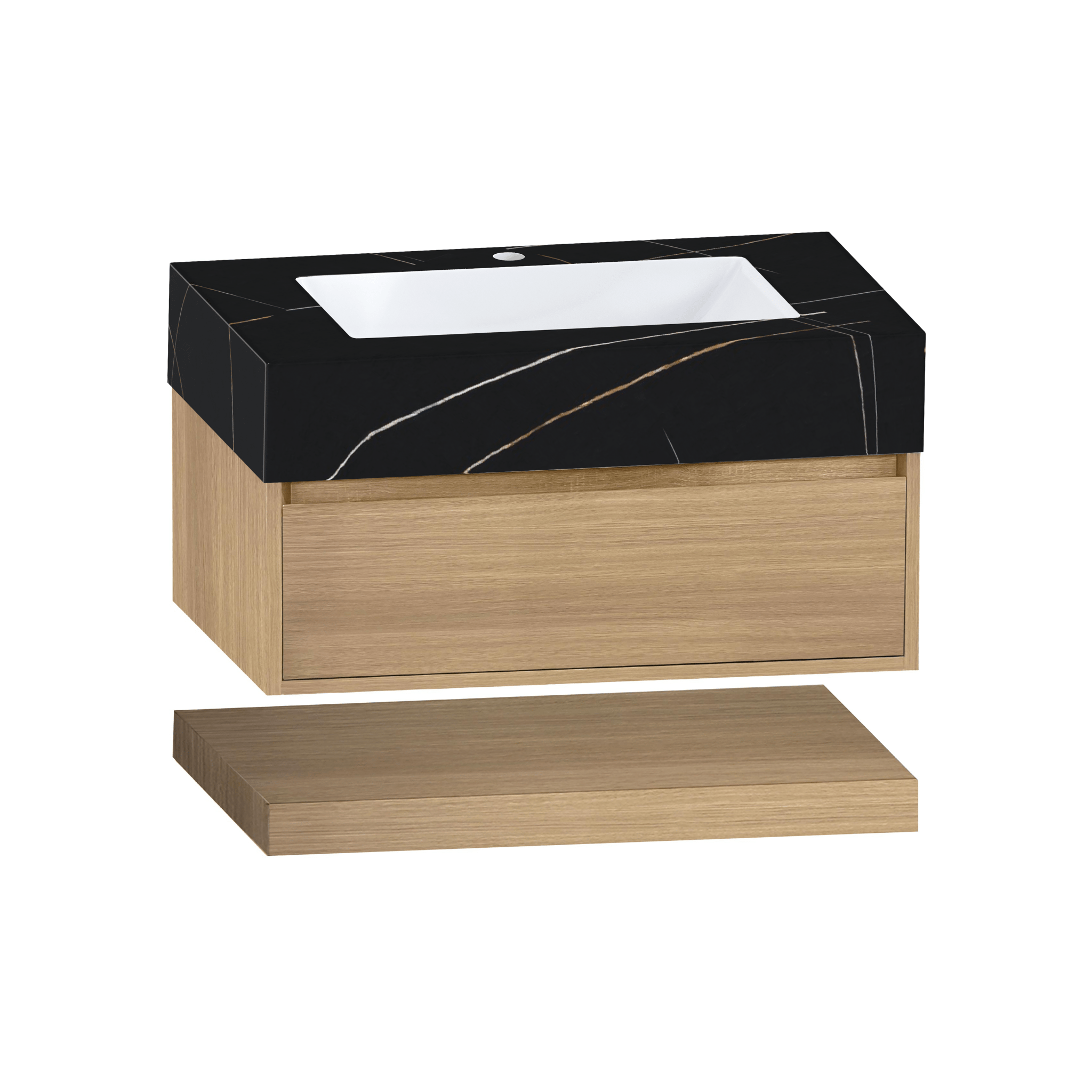 32" & 40" Sintered Stone Top with Hotel - Style Floating Bathroom Vanity - VanityBlack Marquina Gold Veins NeoNova Decor