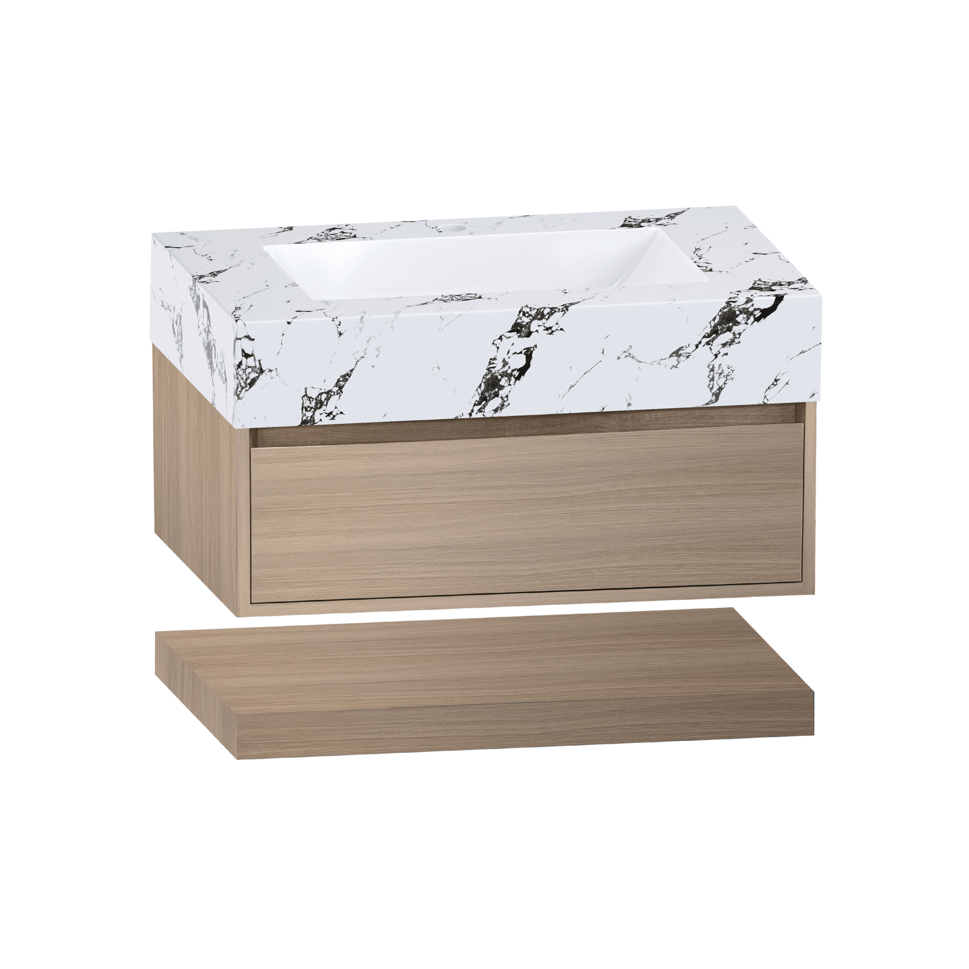 32" & 40" Sintered Stone Top with Hotel - Style Floating Bathroom Vanity - Vanitycalacatta black NeoNova Decor