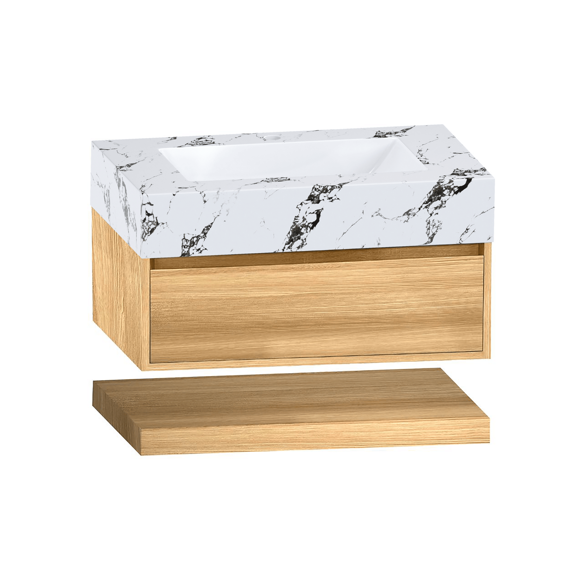 32" & 40" Sintered Stone Top with Hotel - Style Floating Bathroom Vanity - Vanitycalacatta black NeoNova Decor