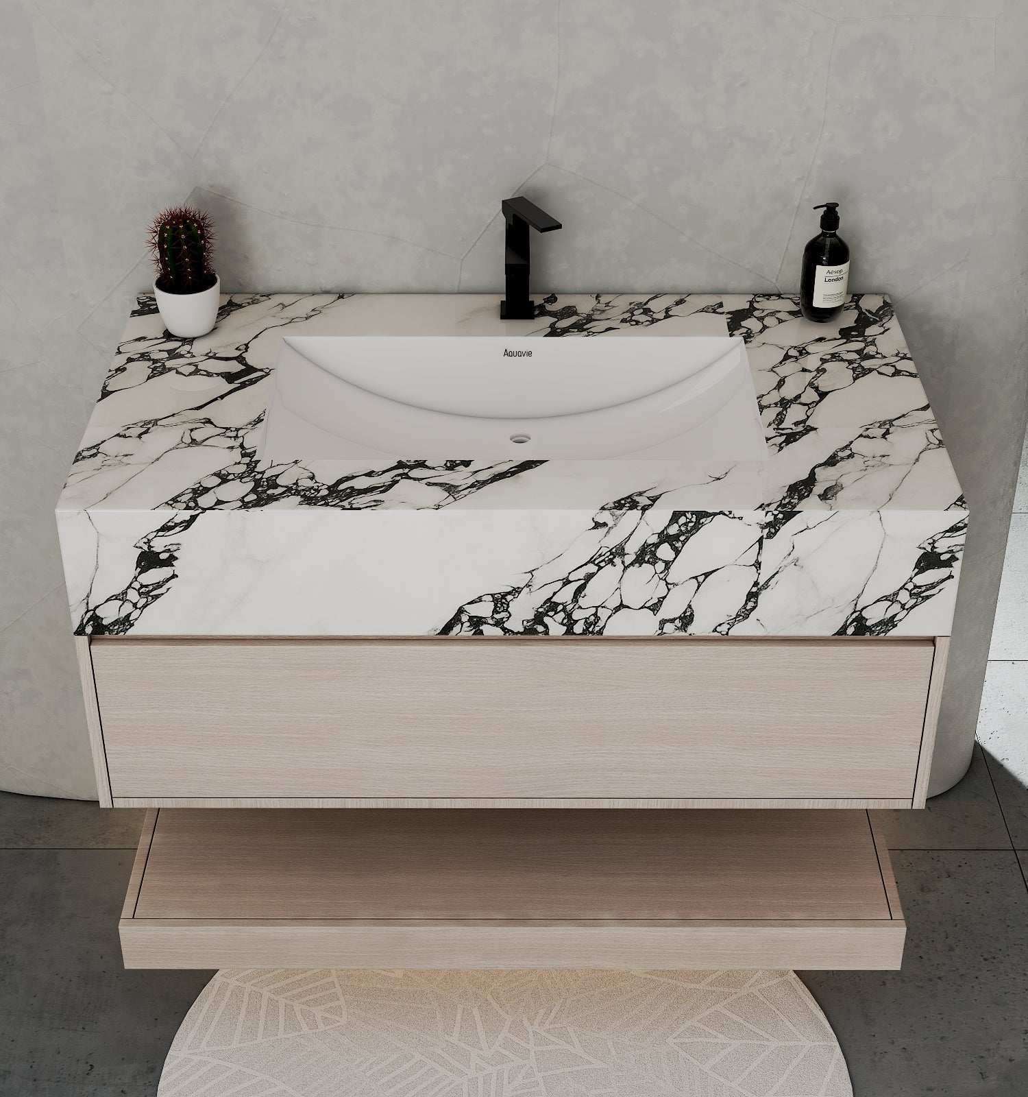 32" & 40" Sintered Stone Top with Hotel - Style Floating Bathroom Vanity - Vanitycalacatta black NeoNova Decor