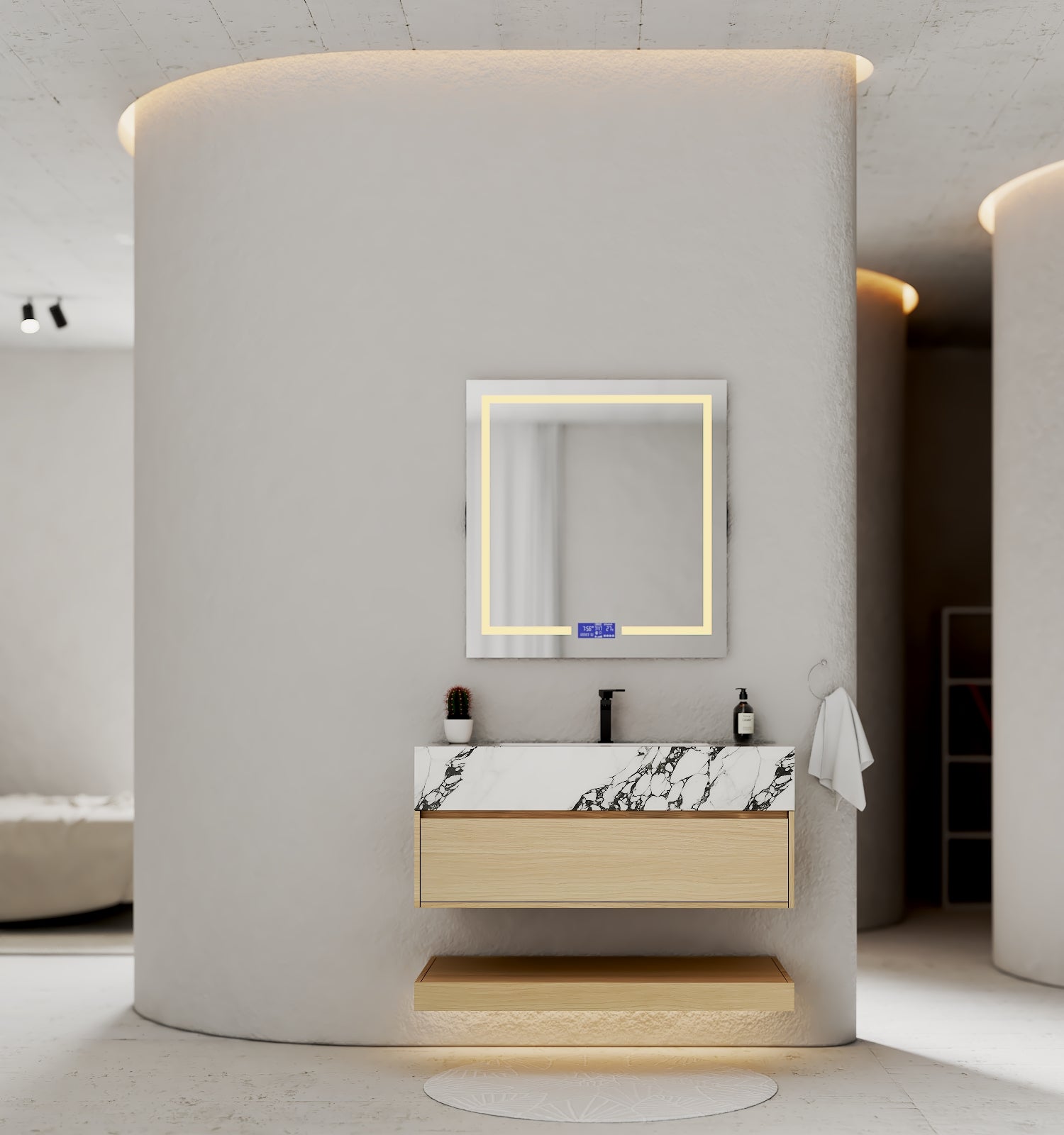 32" & 40" Sintered Stone Top with Hotel - Style Floating Bathroom Vanity - Vanitycalacatta black NeoNova Decor