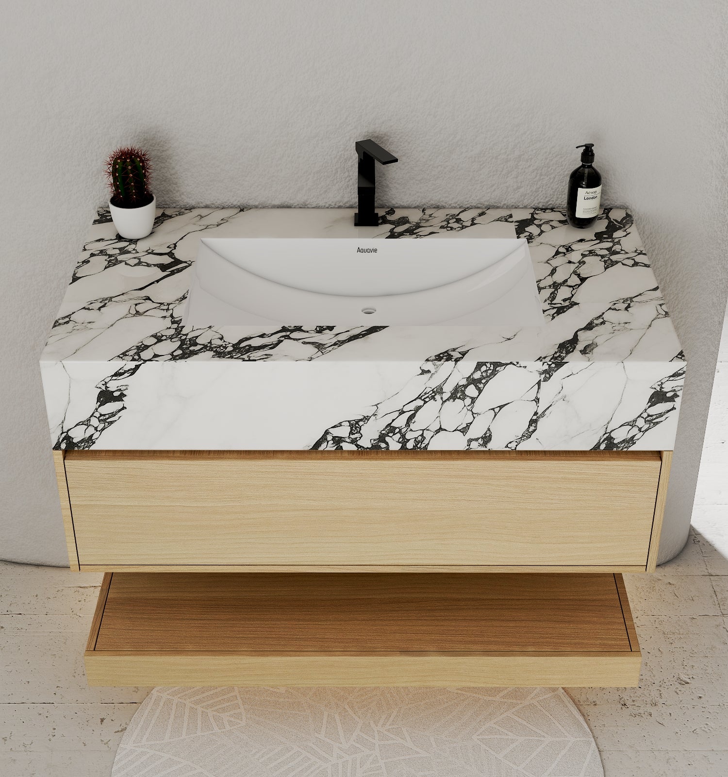 32" & 40" Sintered Stone Top with Hotel - Style Floating Bathroom Vanity - Vanitycalacatta black NeoNova Decor