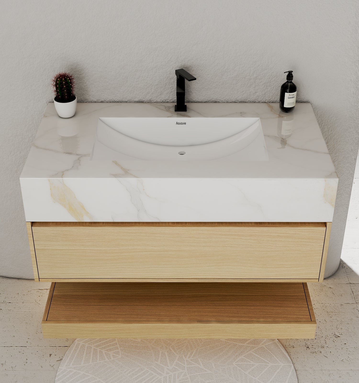 32" & 40" Sintered Stone Top with Hotel - Style Floating Bathroom Vanity - VanityCalacatta Gold NeoNova Decor