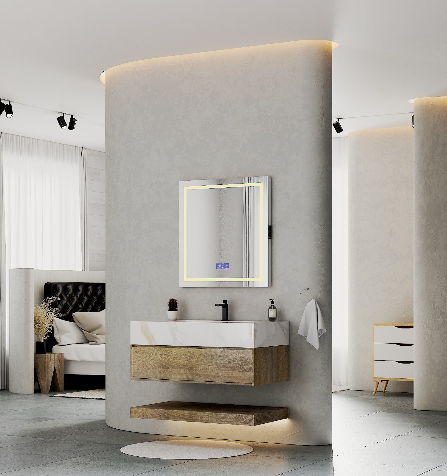 32" & 40" Sintered Stone Top with Hotel - Style Floating Bathroom Vanity - VanityCalacatta Gold NeoNova Decor