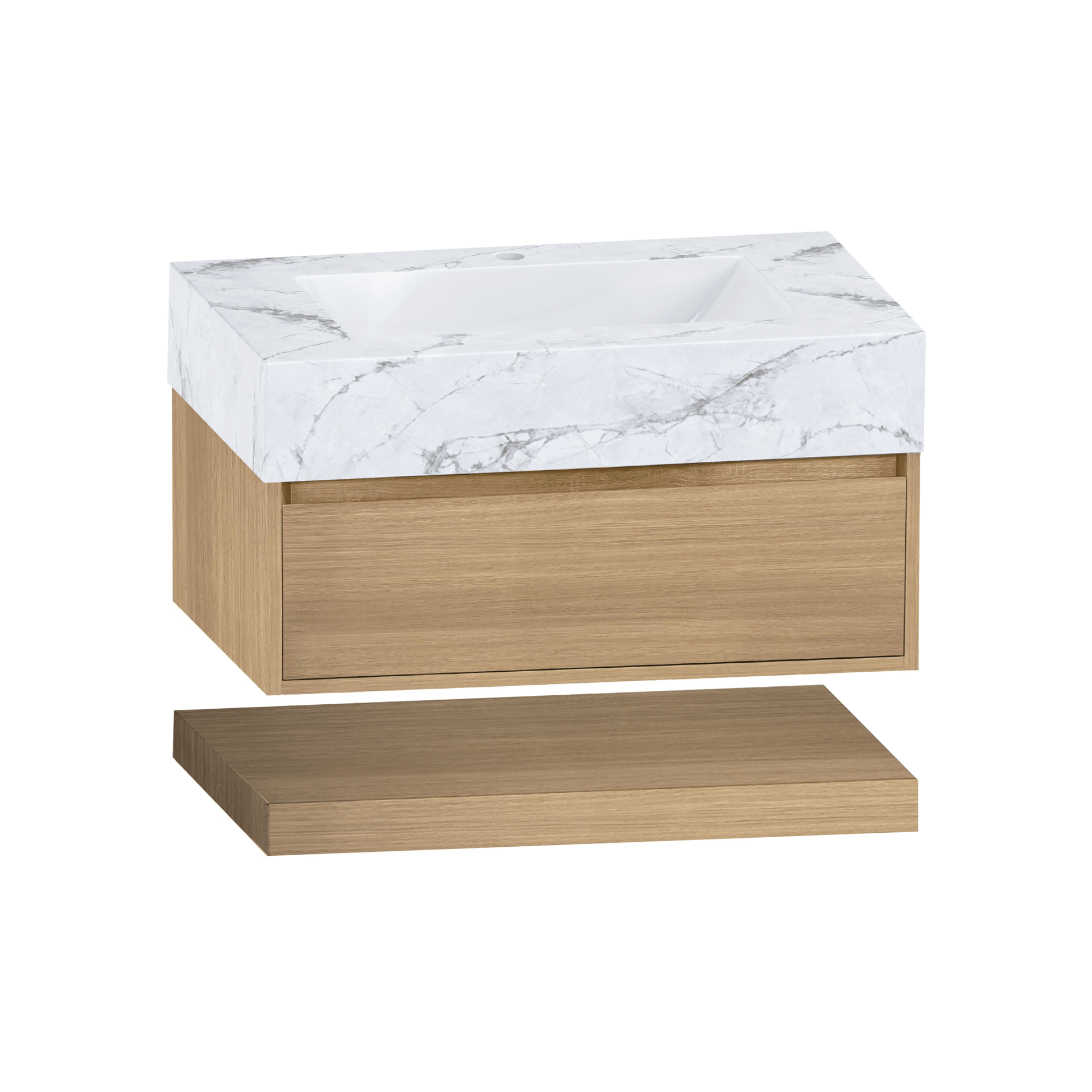 32" & 40" Sintered Stone Top with Hotel - Style Floating Bathroom Vanity - VanityIce Grey NeoNova Decor