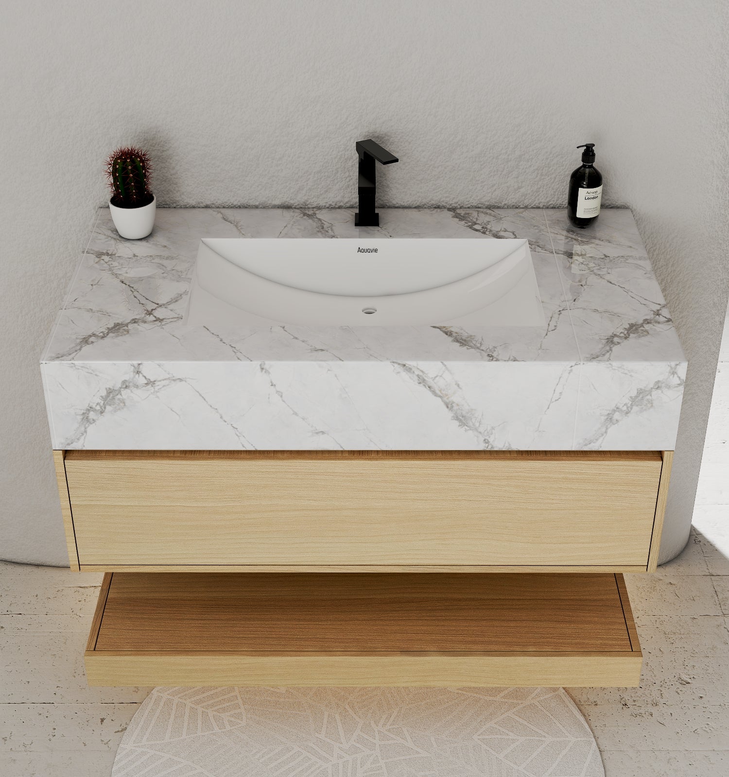 32" & 40" Sintered Stone Top with Hotel - Style Floating Bathroom Vanity - VanityIce Grey NeoNova Decor
