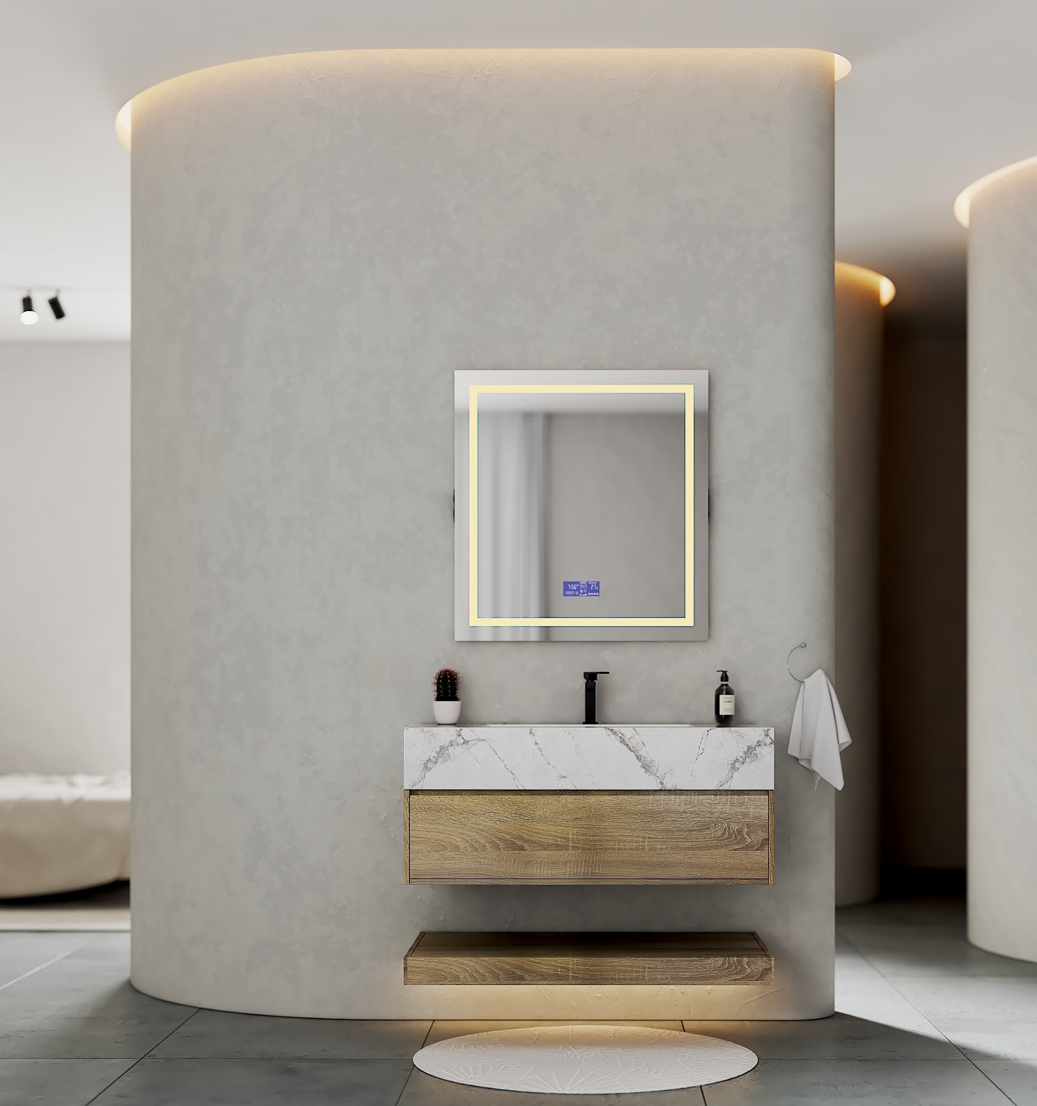 32" & 40" Sintered Stone Top with Hotel - Style Floating Bathroom Vanity - VanityIce Grey NeoNova Decor