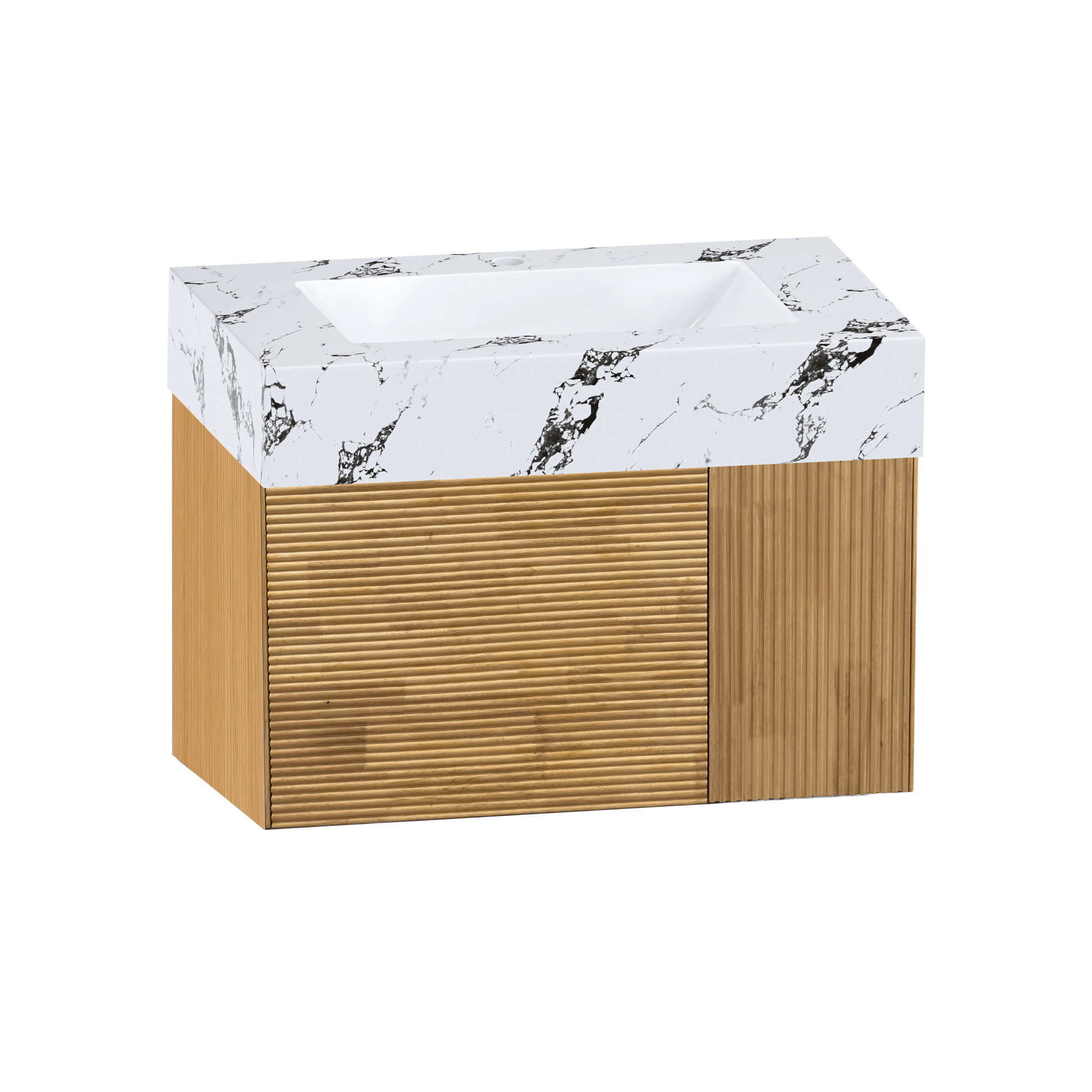 32"/ 40"/48" Stone Top with Oak Engineered Wood Floating Bathroom Vanity - Vanity32" NeoNova Decor