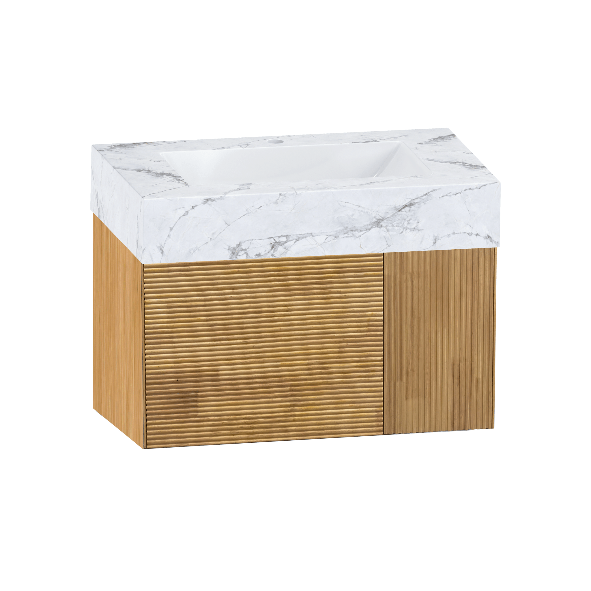 32"/ 40"/48" Stone Top with Oak Engineered Wood Floating Bathroom Vanity - Vanity32" NeoNova Decor