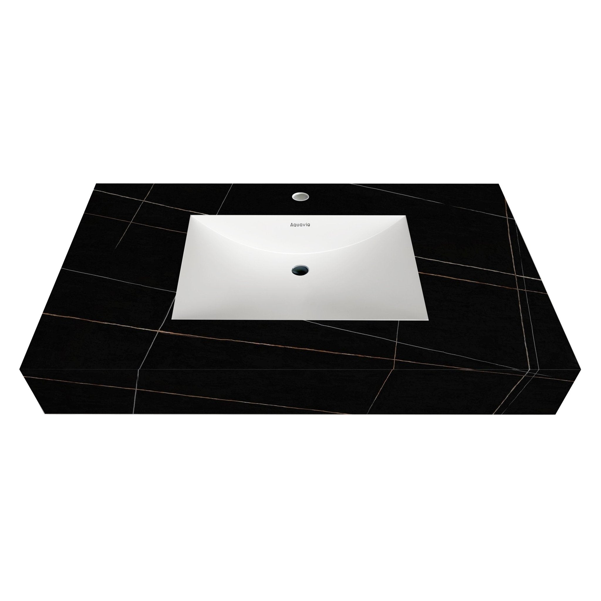 32" - 71" Seamless Sintered Stone Vanity Top with Integrated Basin – Black Marquina Gold Veins - VanityBlack Marquina Gold Veins NeoNova Decor
