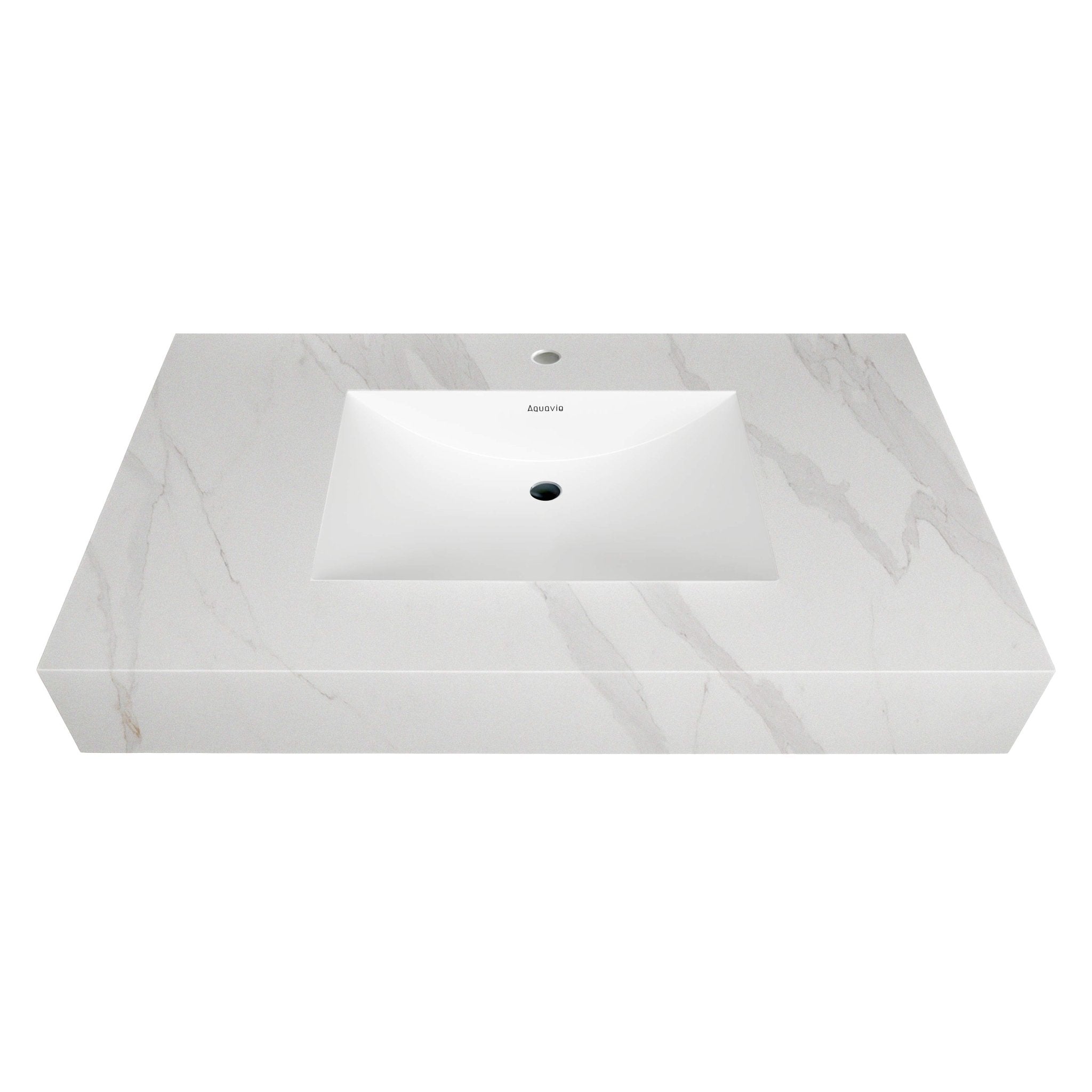 32" - 71" Seamless Sintered Stone Vanity Top with Integrated Basin – White Carrara - VanityWhite Carrara NeoNova Decor
