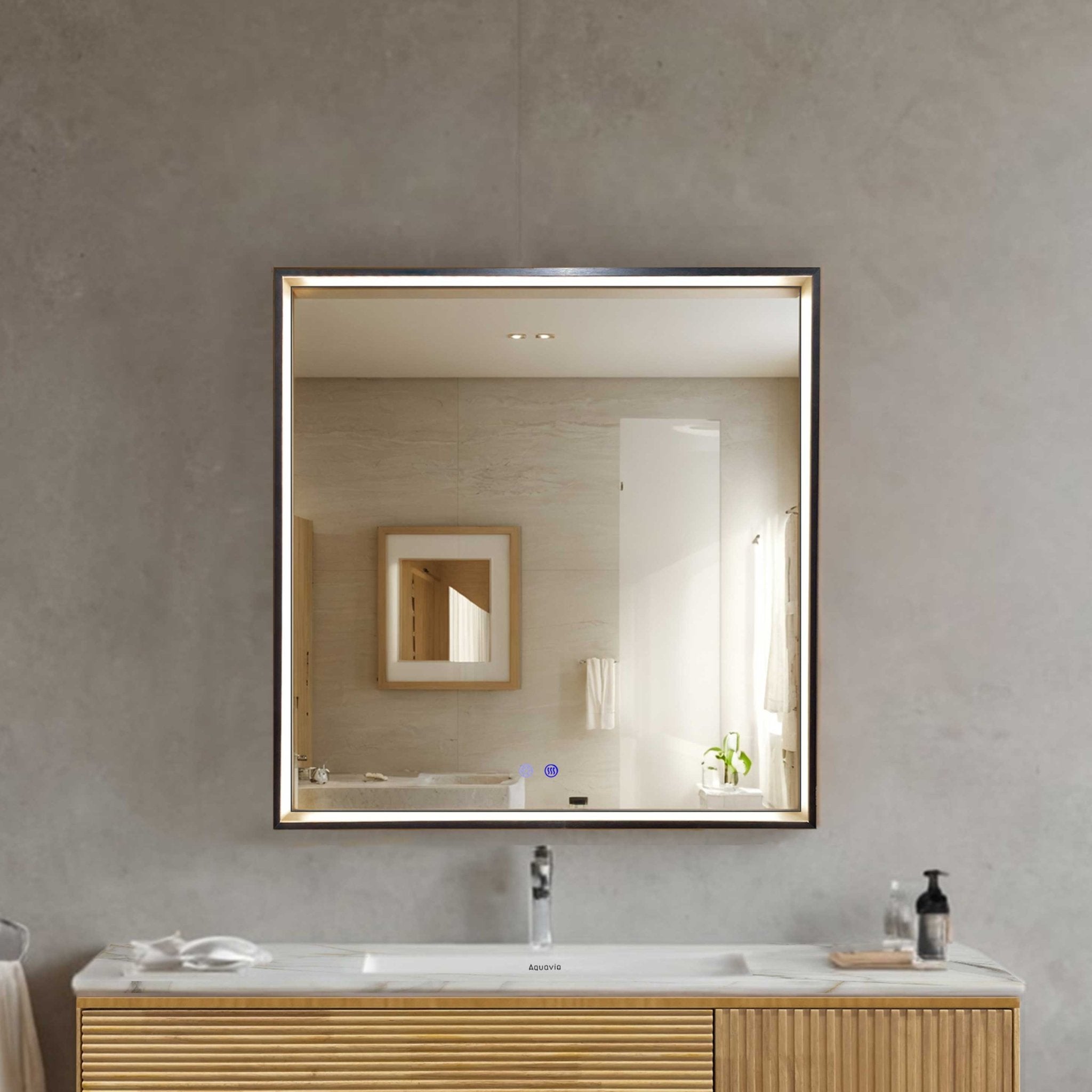 32" x 32" LED Bathroom Aluminum Frame Mirror | Anti - Fog | Dimmable - LED MIrror NeoNova Decor