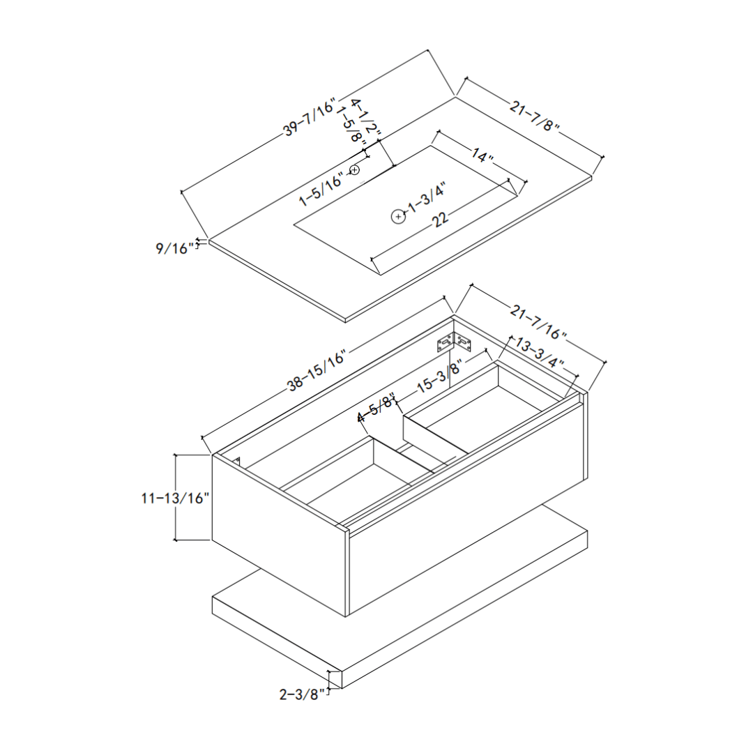 32''/36''/40'' Thermoformed Stone Top with Hotel - Style Floating Bathroom Vanity - VanityXTX NeoNova Decor