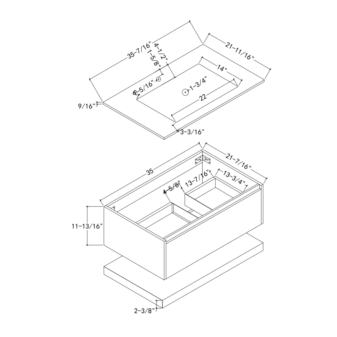 32''/36''/40'' Thermoformed Stone Top with Hotel - Style Floating Bathroom Vanity - VanityXTX NeoNova Decor
