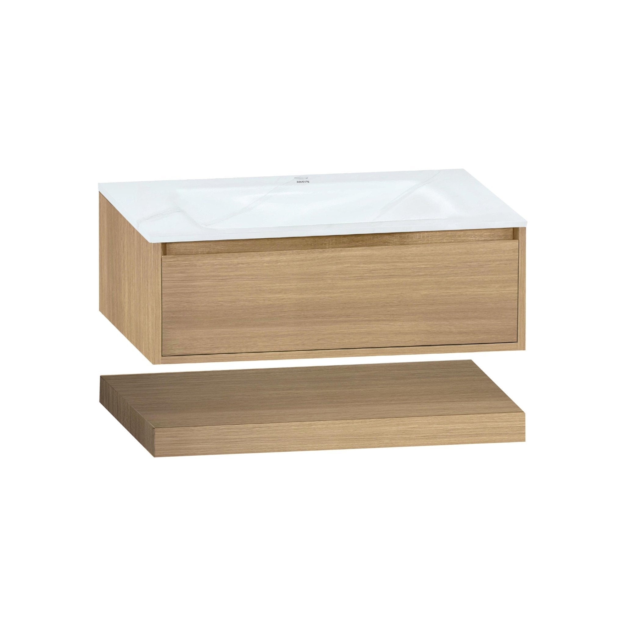 32''/36''/40'' Thermoformed Stone Top with Hotel - Style Floating Bathroom Vanity - VanityZMR NeoNova Decor