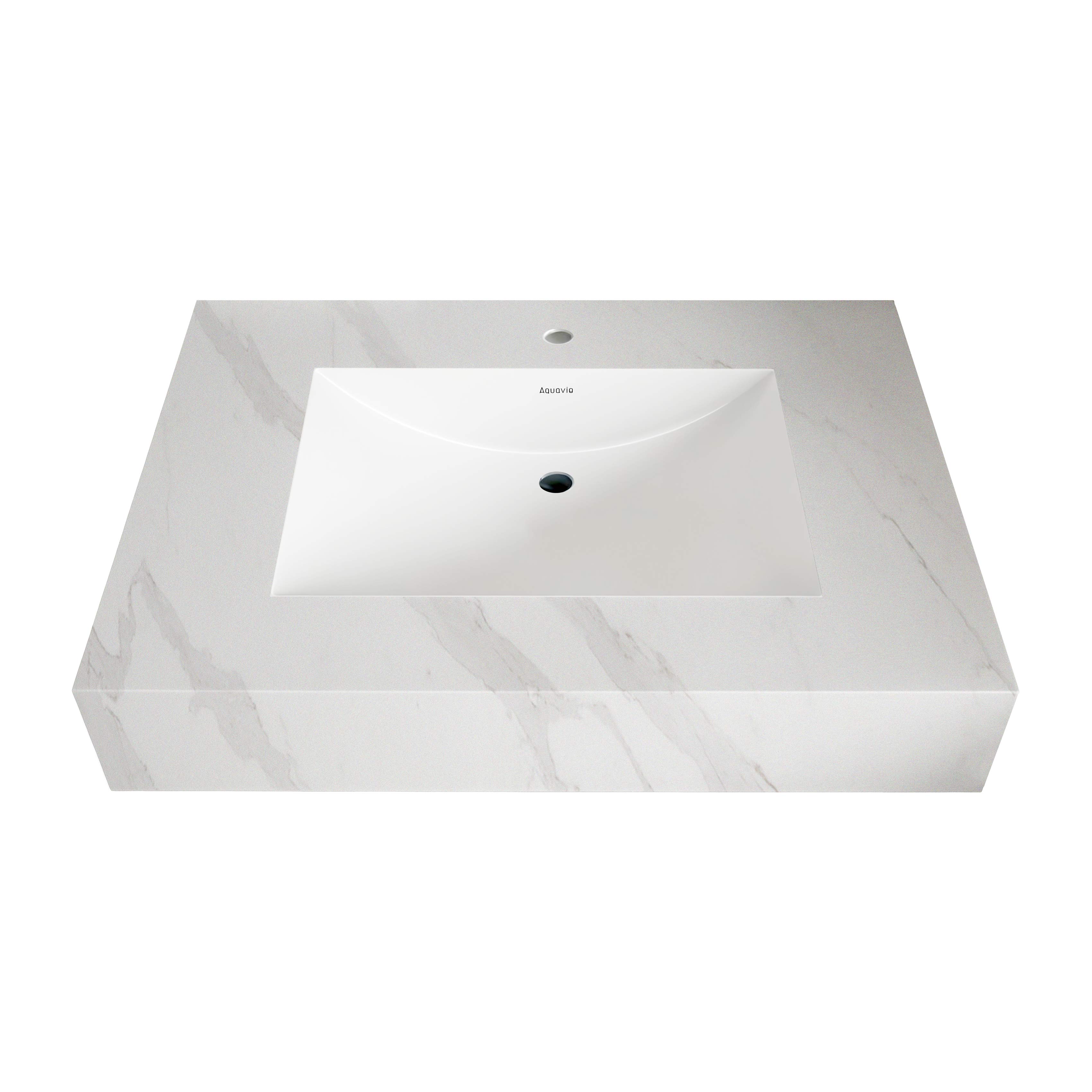 32"-71" Seamless Sintered Stone Vanity Top with Integrated Basin – White Carrara