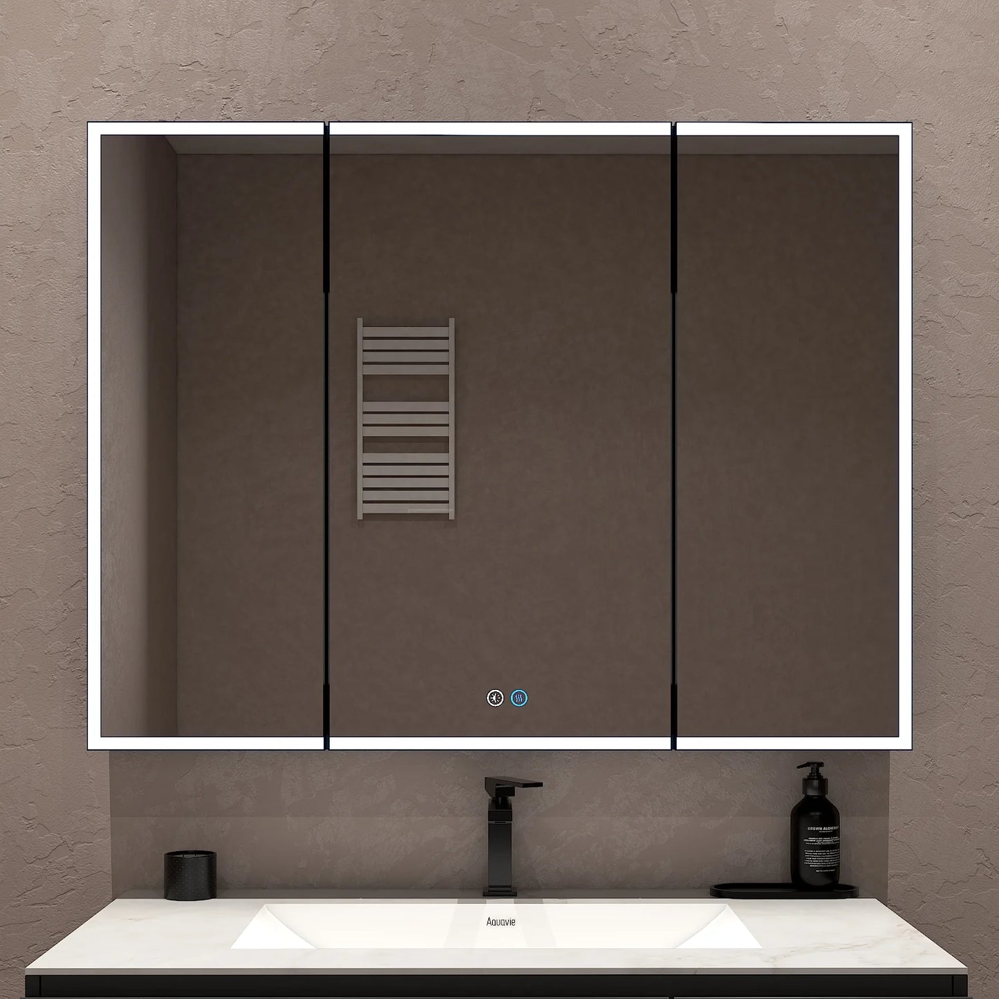 42"x32" Dimmable LED Medicine Cabinet – Solid Light Strip, 3 Doors, Anti-Fog, Recessed or Surface Mount