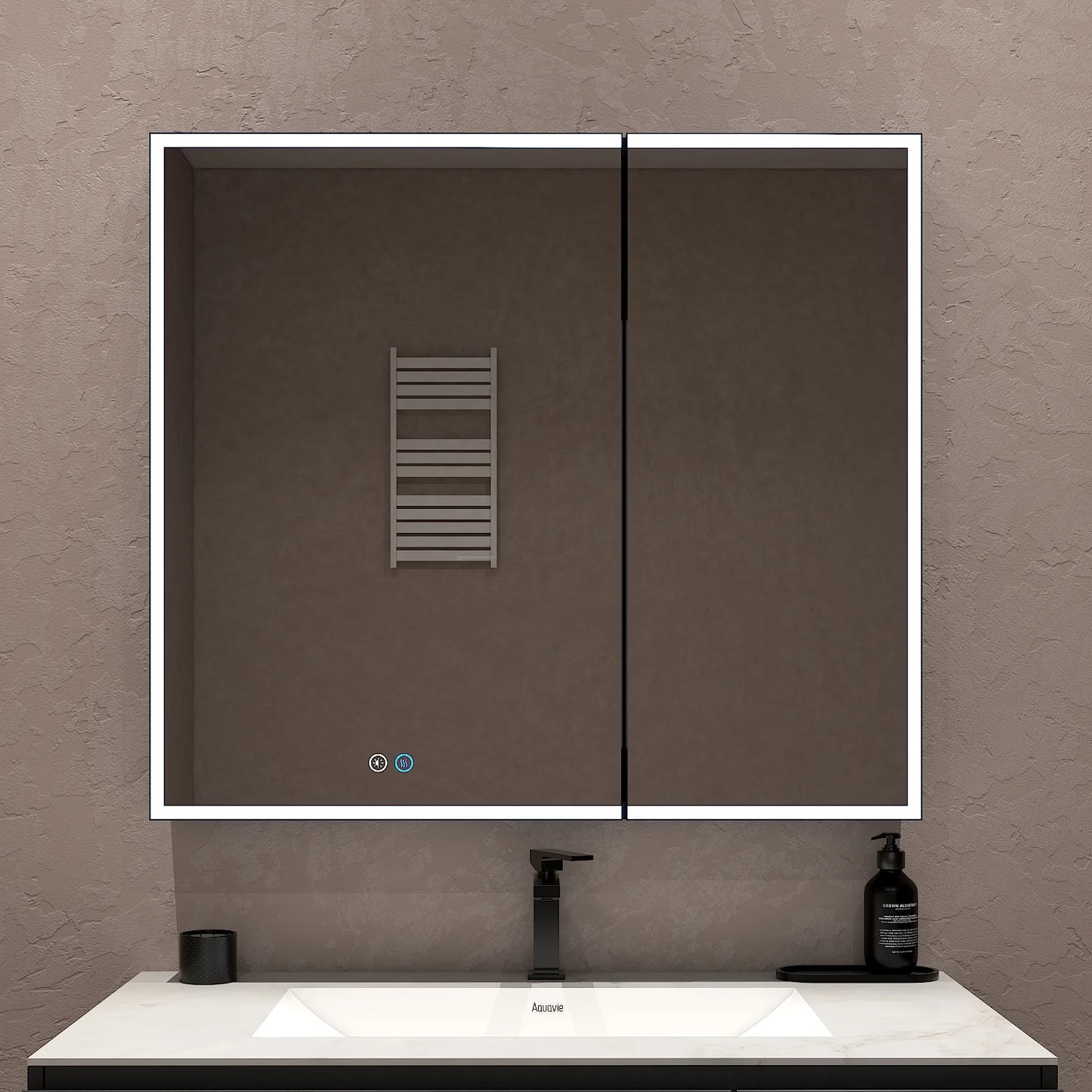 36"x32" Solid Light Bathroom LED Mirror Cabinet – Dimmable Light, Anti-Fog, Recessed or Surface Mount