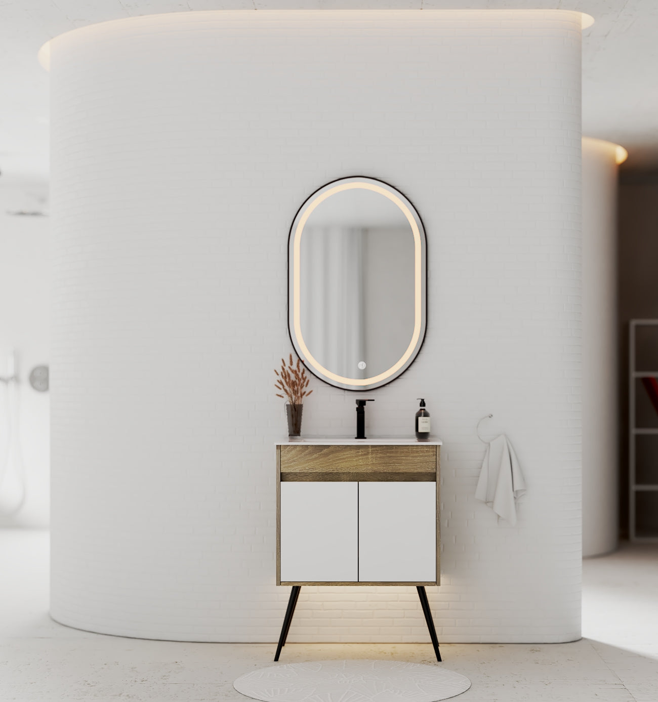 18" Narrow Depth Bathroom Vanity With Ceramic Sink