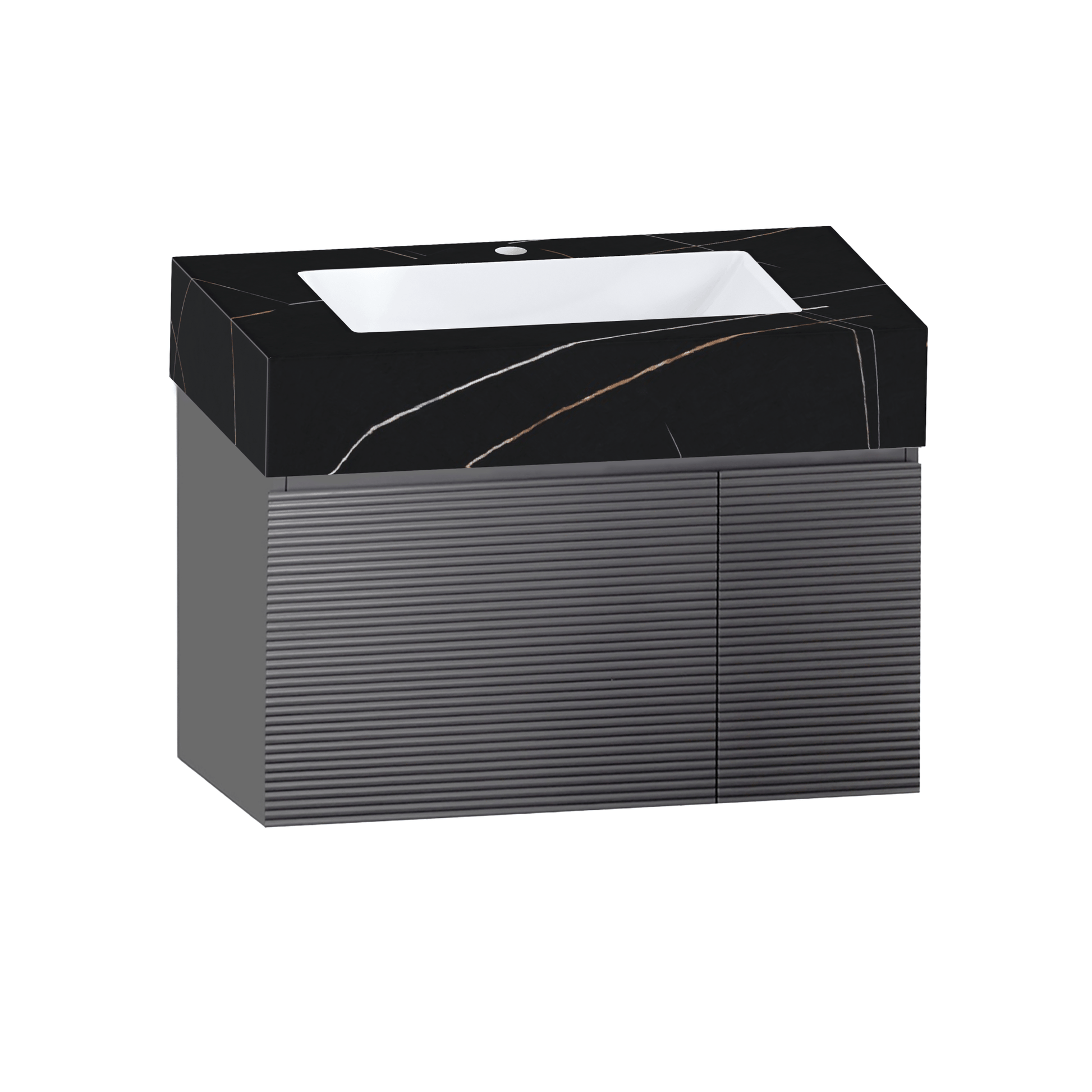 40''/32'' Stone Top with Dark Gray Engineered Wood Floating Bathroom Vanity - Vanity32" NeoNova Decor