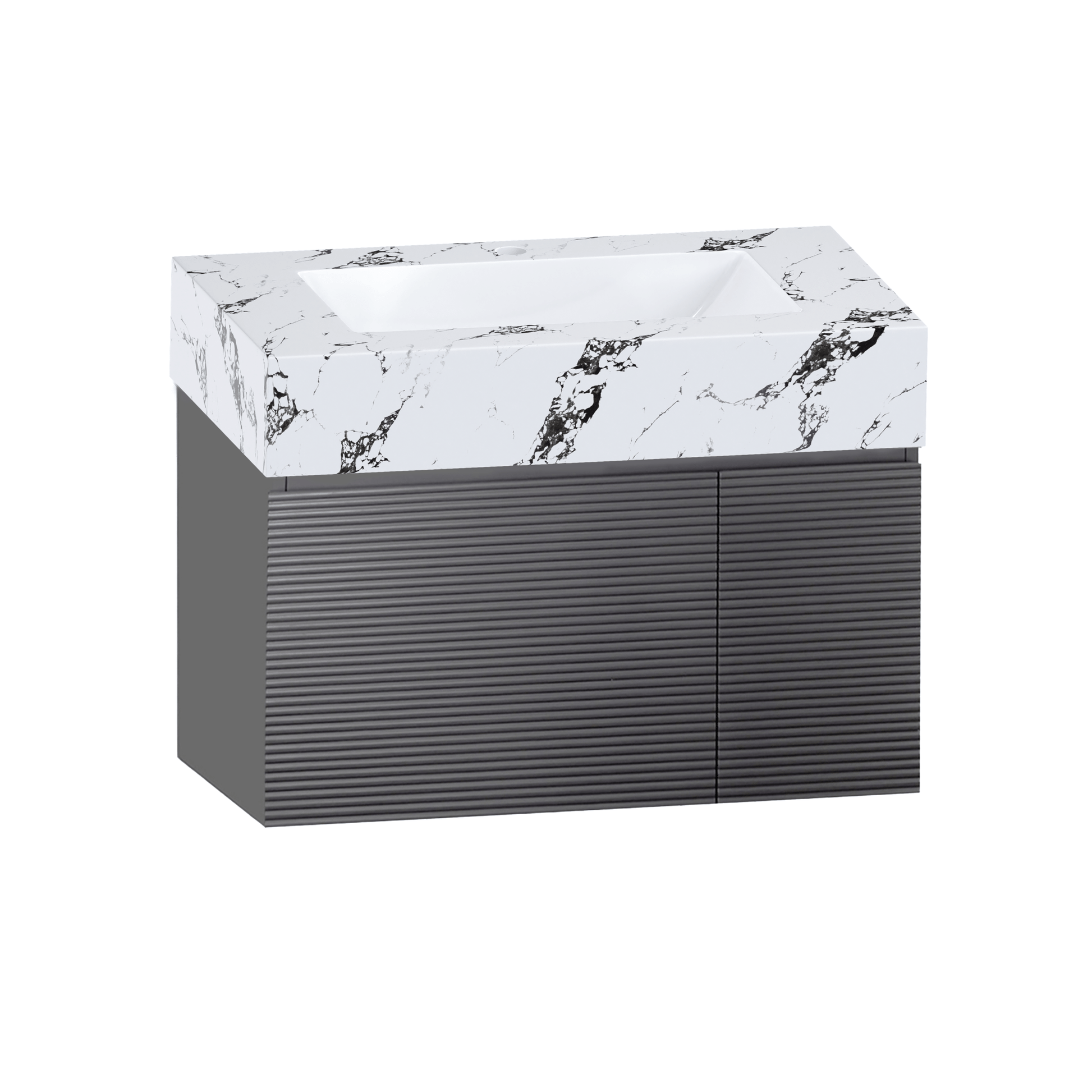 40''/32'' Stone Top with Dark Gray Engineered Wood Floating Bathroom Vanity - Vanity32" NeoNova Decor