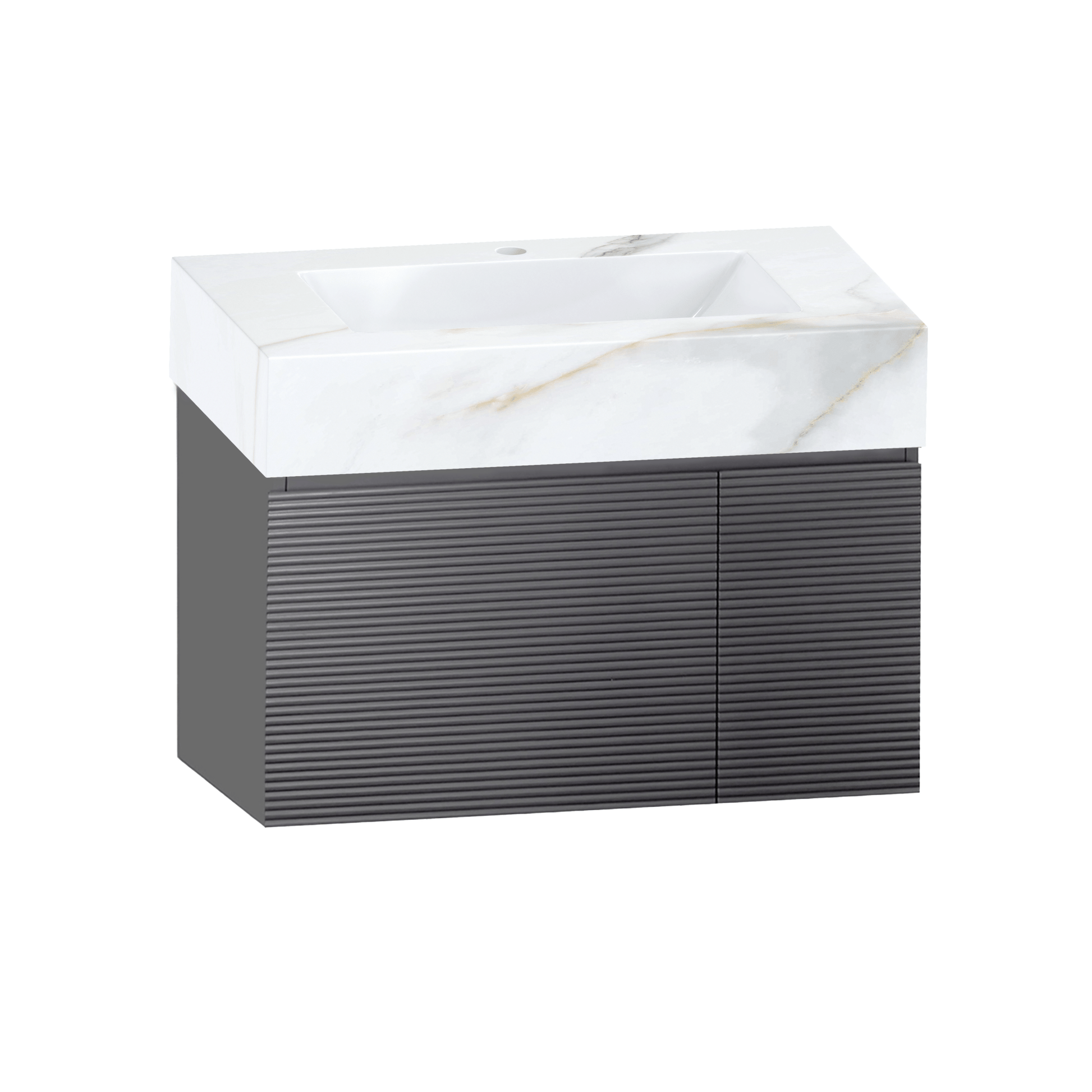 40''/32'' Stone Top with Dark Gray Engineered Wood Floating Bathroom Vanity - Vanity32" NeoNova Decor