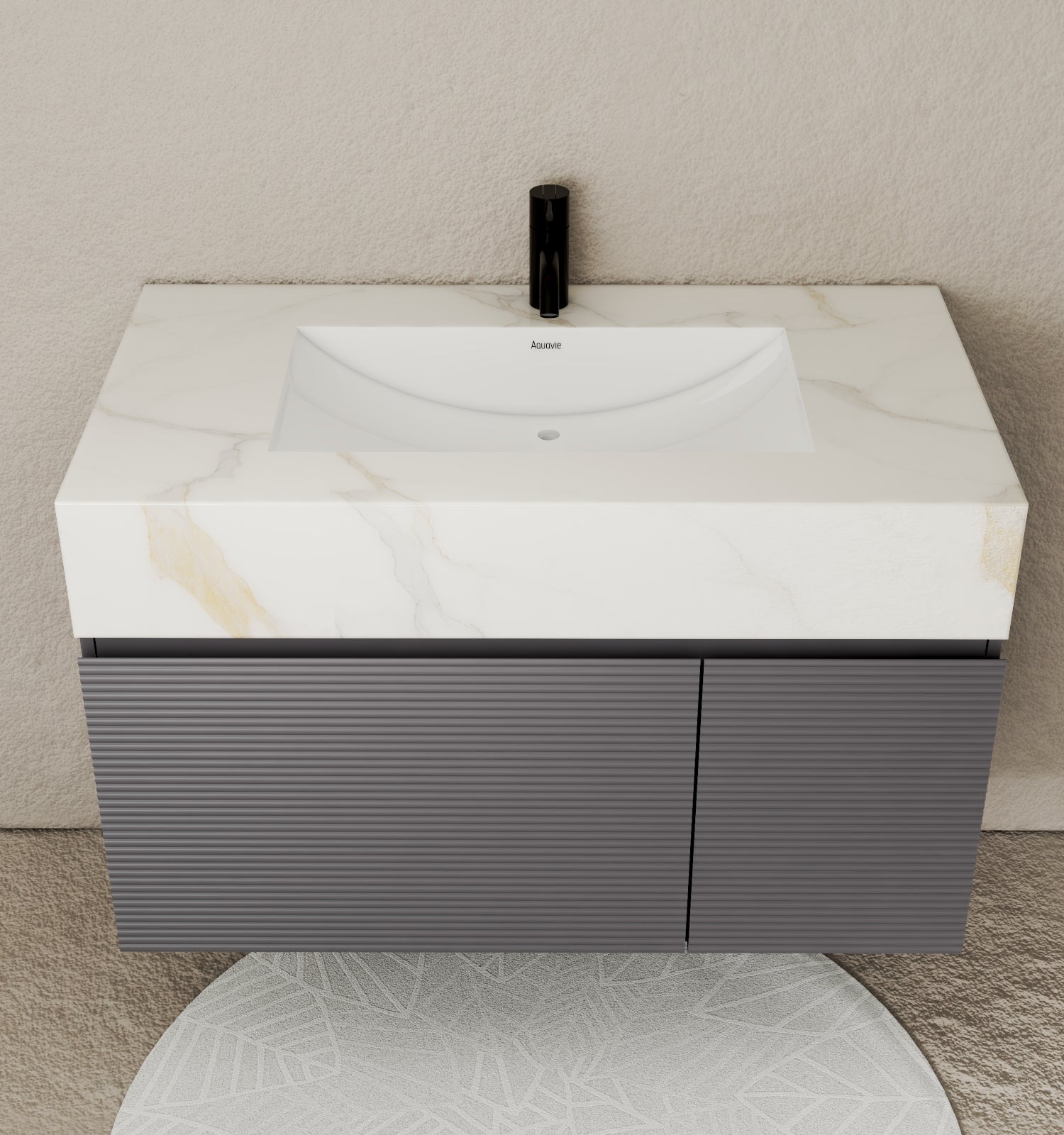 40''/32'' Stone Top with Dark Gray Engineered Wood Floating Bathroom Vanity - Vanity40" NeoNova Decor