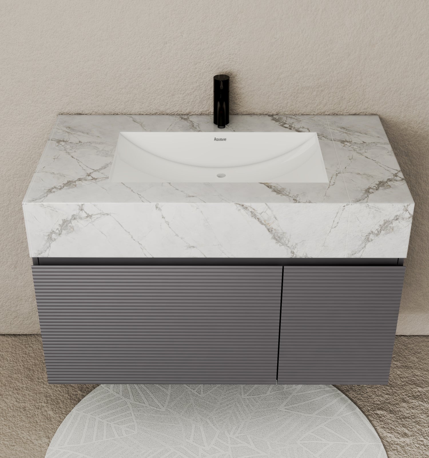 40''/32'' Stone Top with Dark Gray Engineered Wood Floating Bathroom Vanity - Vanity40" NeoNova Decor