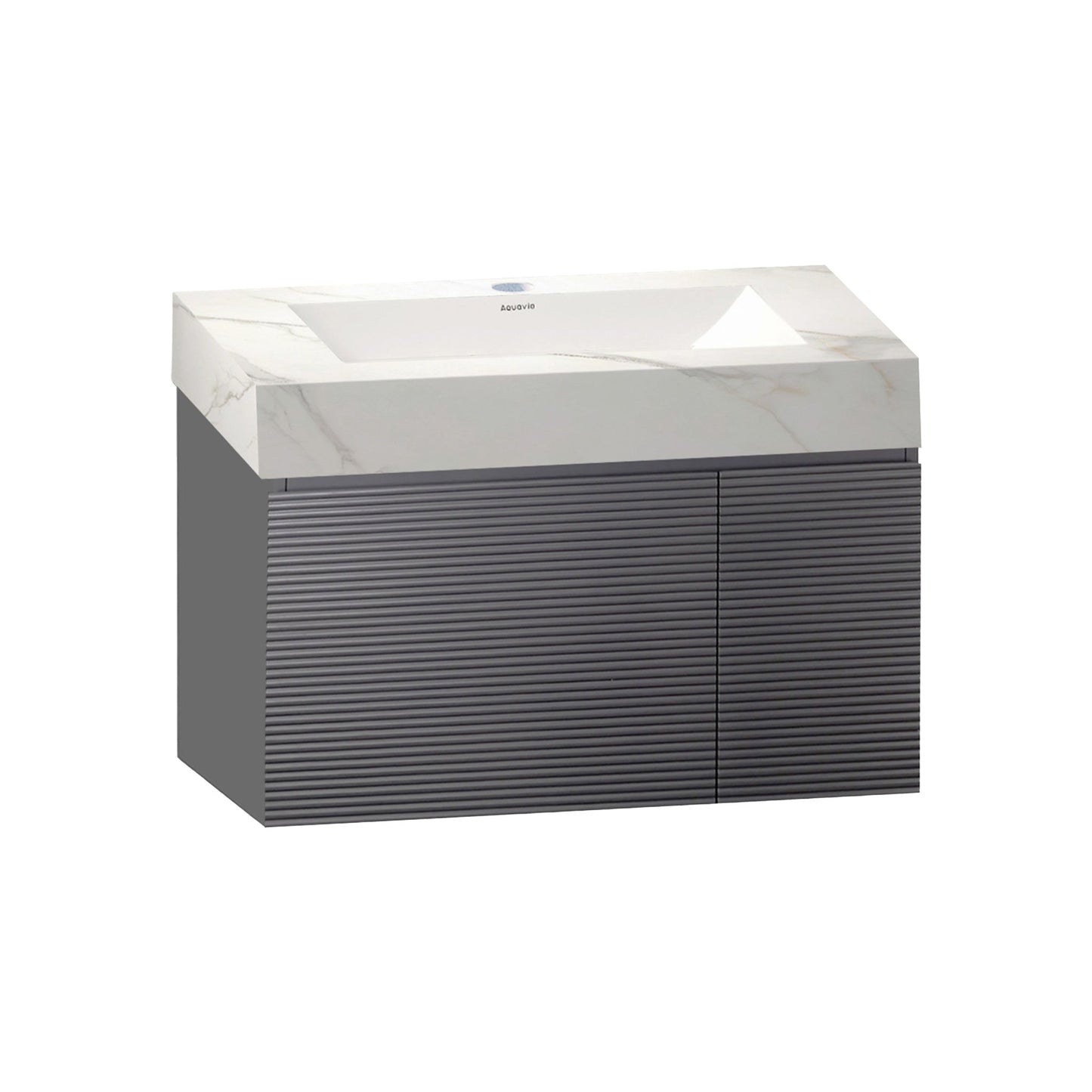 40''/32'' Stone Top with Gray Engineered Wood Floating Bathroom Vanity - Vanity32"x22.5" NeoNova Decor