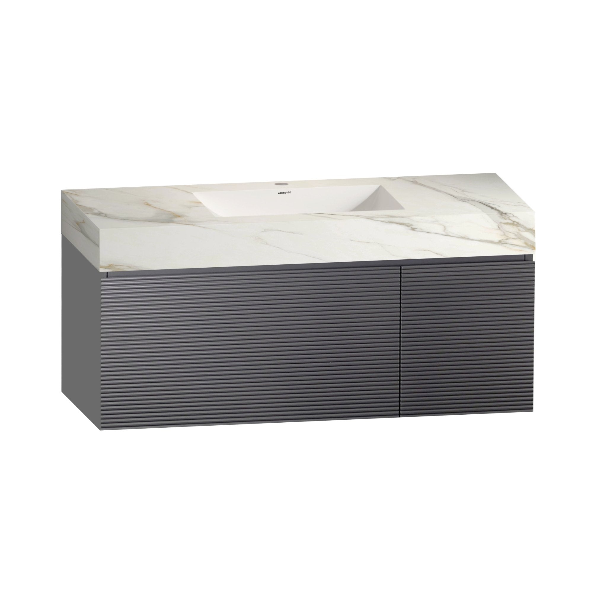 40''/32'' Stone Top with Gray Engineered Wood Floating Bathroom Vanity - Vanity40"x21.5" NeoNova Decor