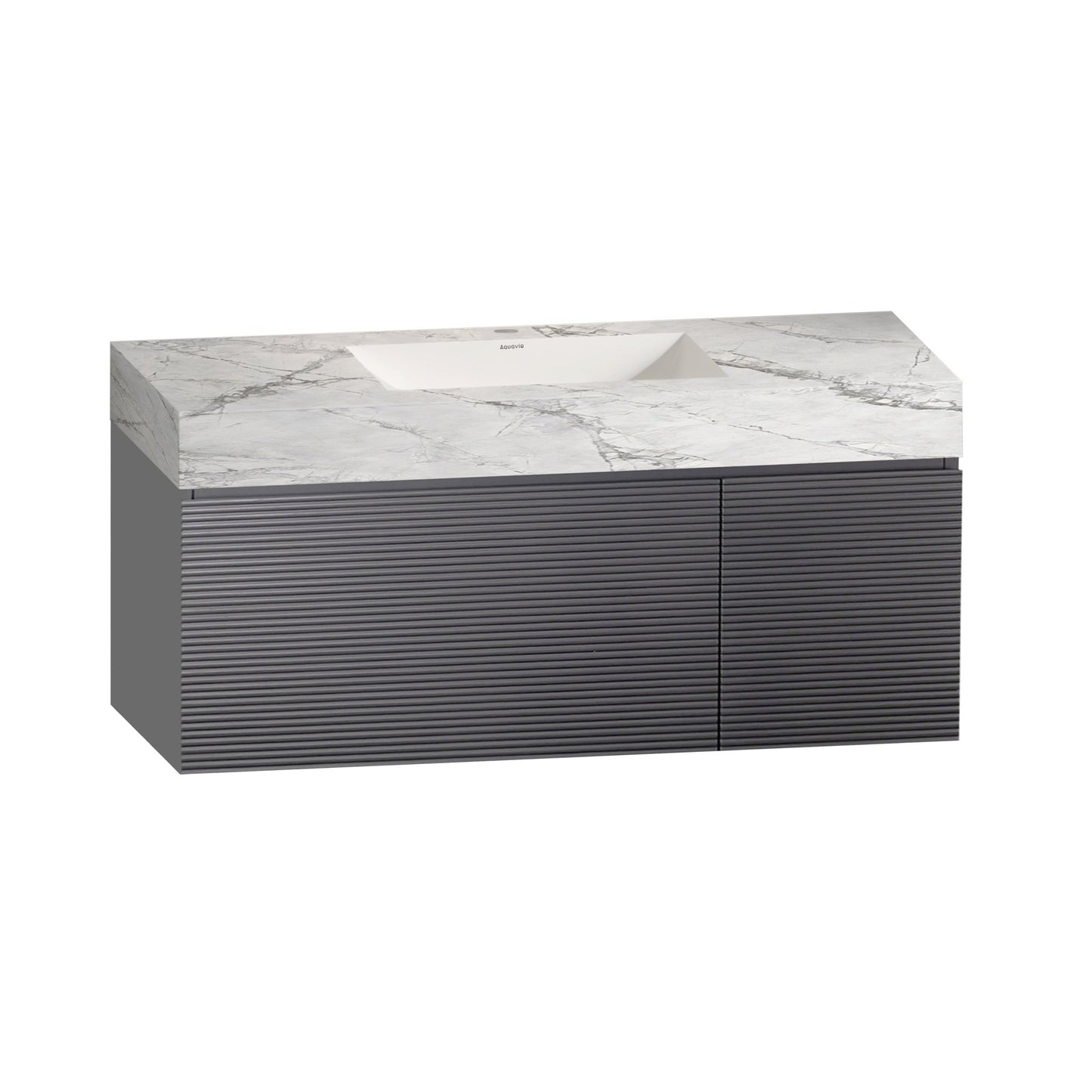 40''/32'' Stone Top with Gray Engineered Wood Floating Bathroom Vanity - Vanity40"x21.5" NeoNova Decor