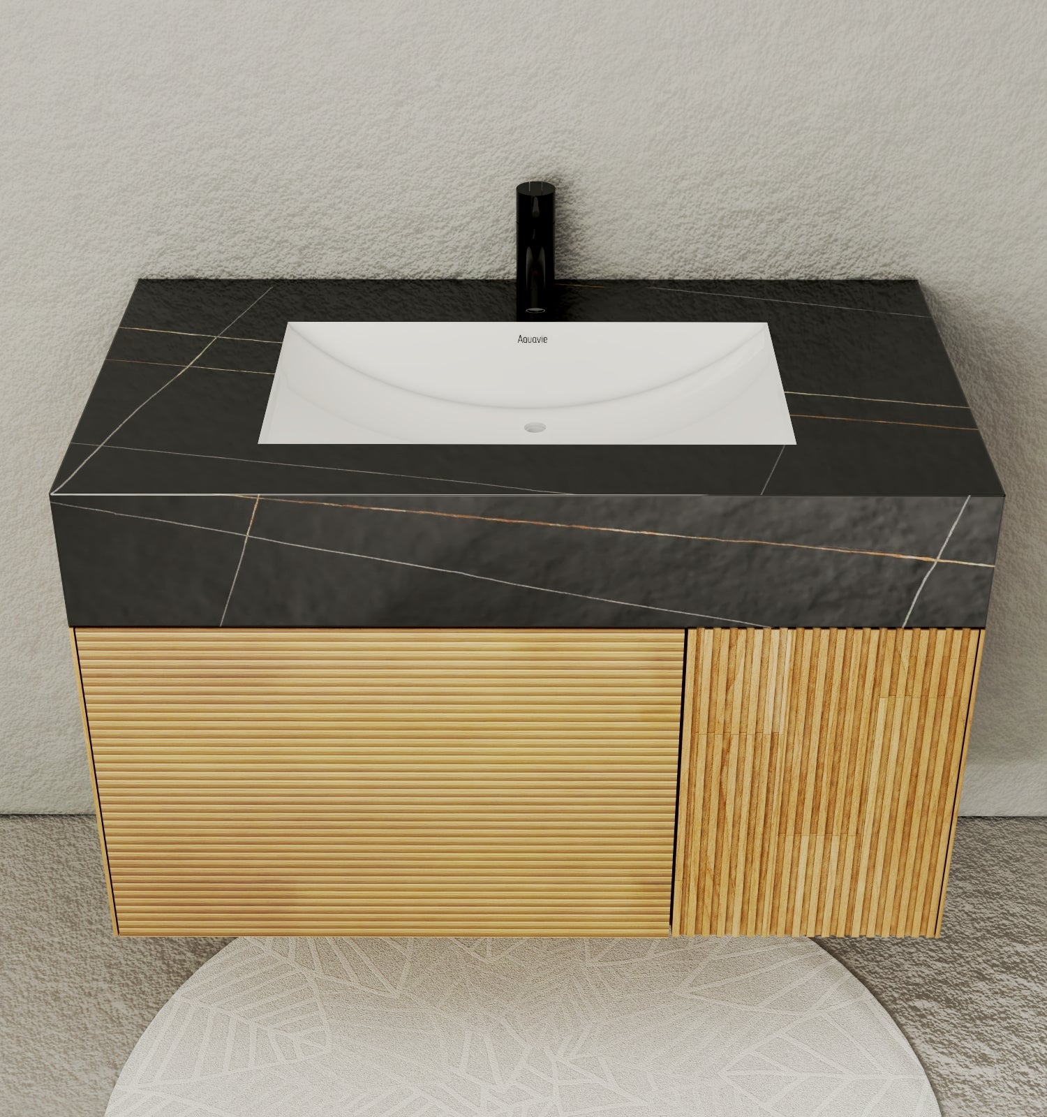 40''/48'' Stone Top with Oak Engineered Wood Floating Bathroom Vanity - Vanity40"x 21.5" NeoNova Decor