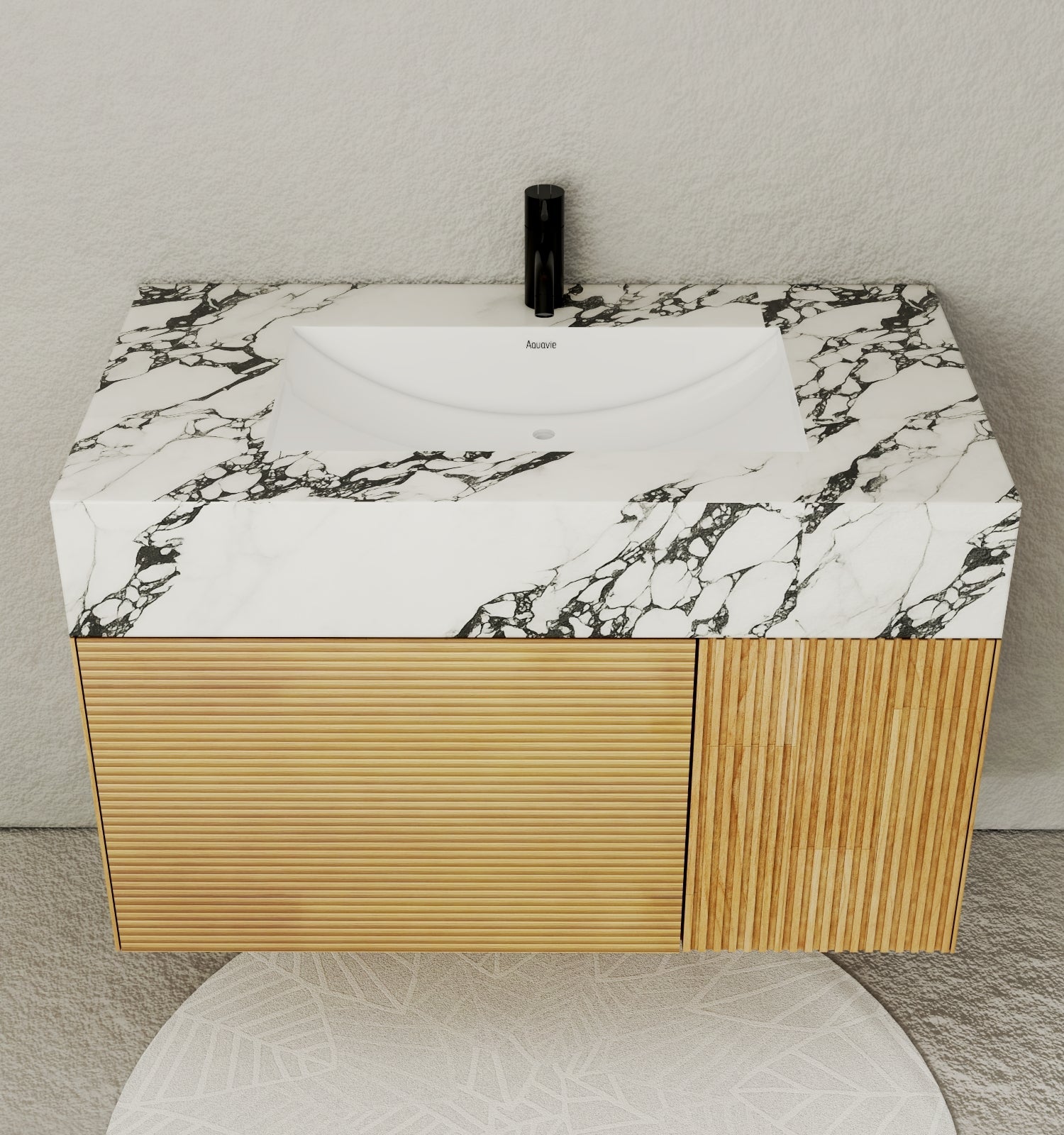 40''/48'' Stone Top with Oak Engineered Wood Floating Bathroom Vanity - Vanity40"x 21.5" NeoNova Decor