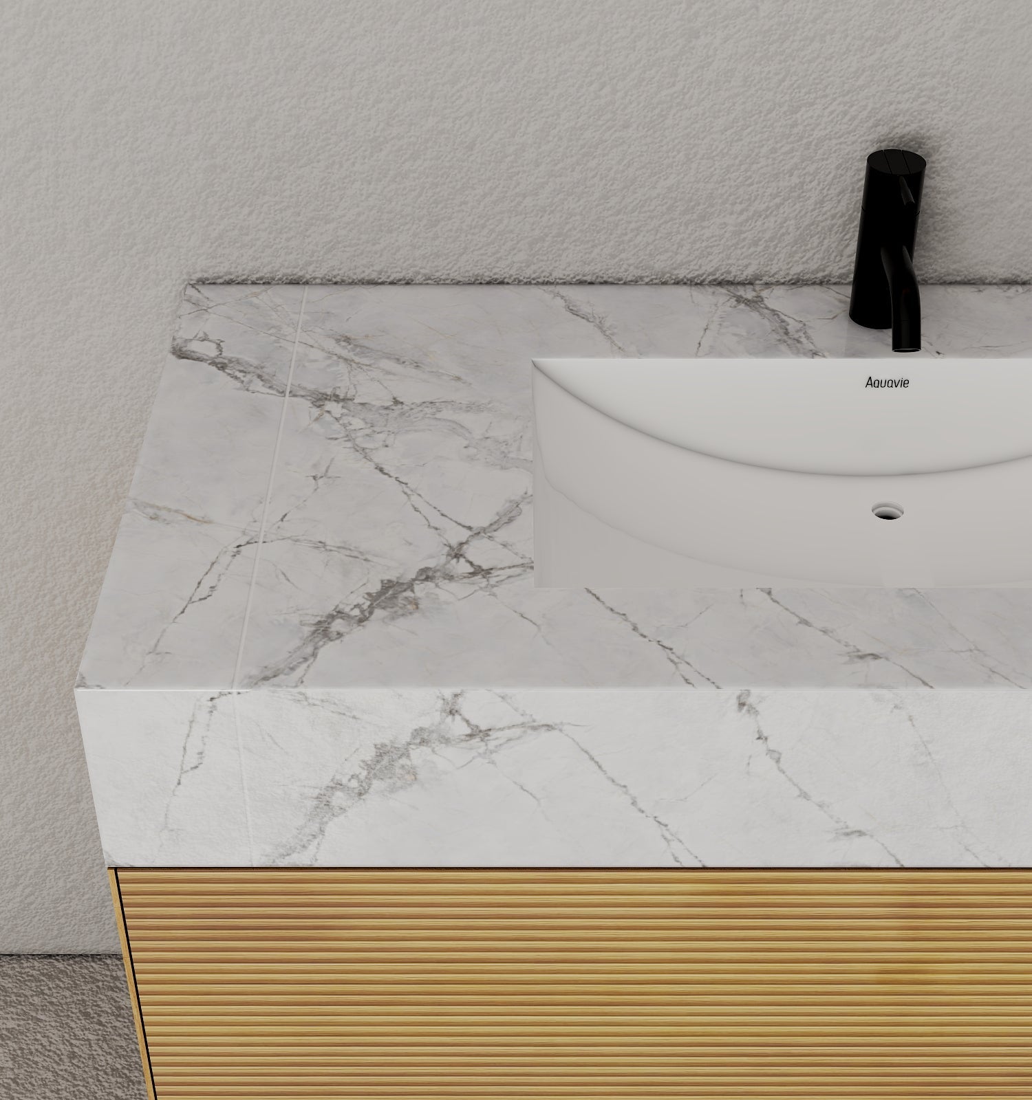 40''/48'' Stone Top with Oak Engineered Wood Floating Bathroom Vanity - Vanity48"x 21.5" NeoNova Decor