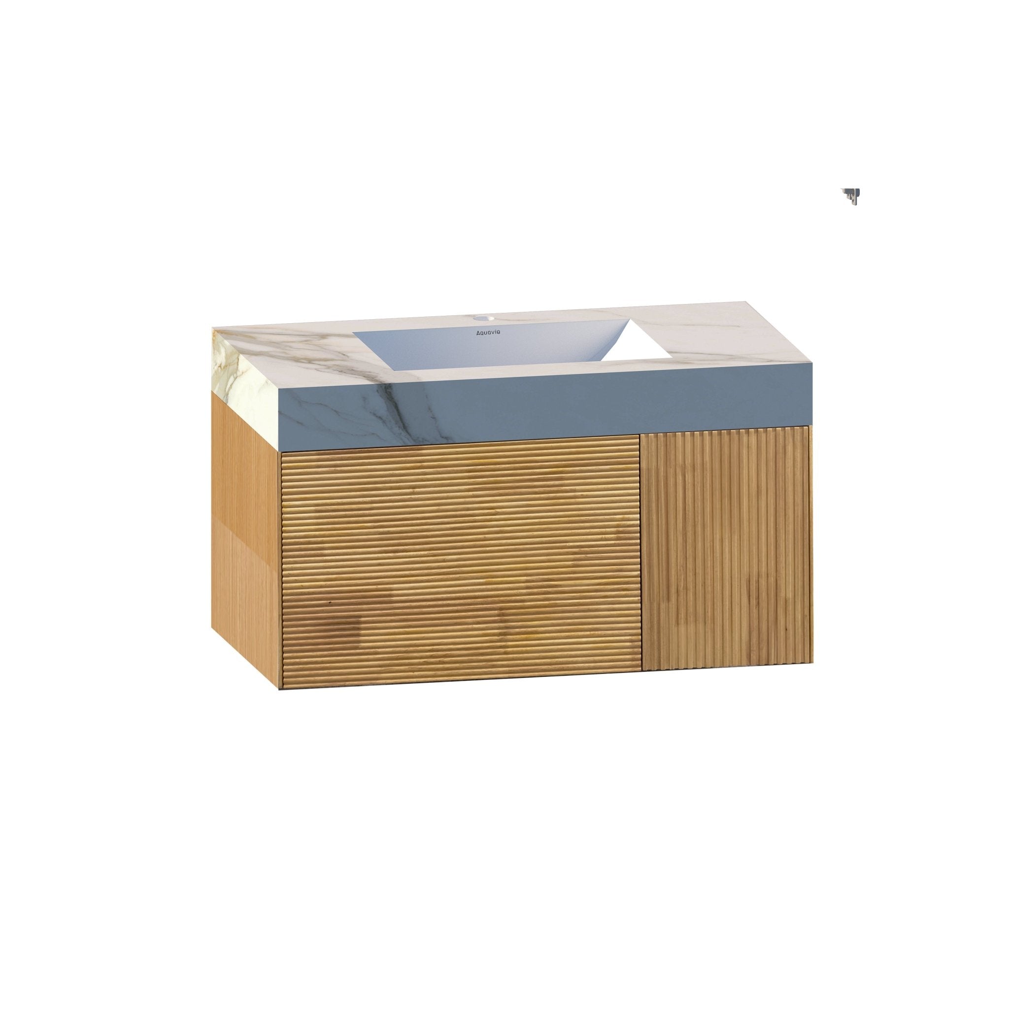 40''/48'' Stone Top with Oak Engineered Wood Floating Bathroom Vanity - Vanity48"x21.5" NeoNova Decor