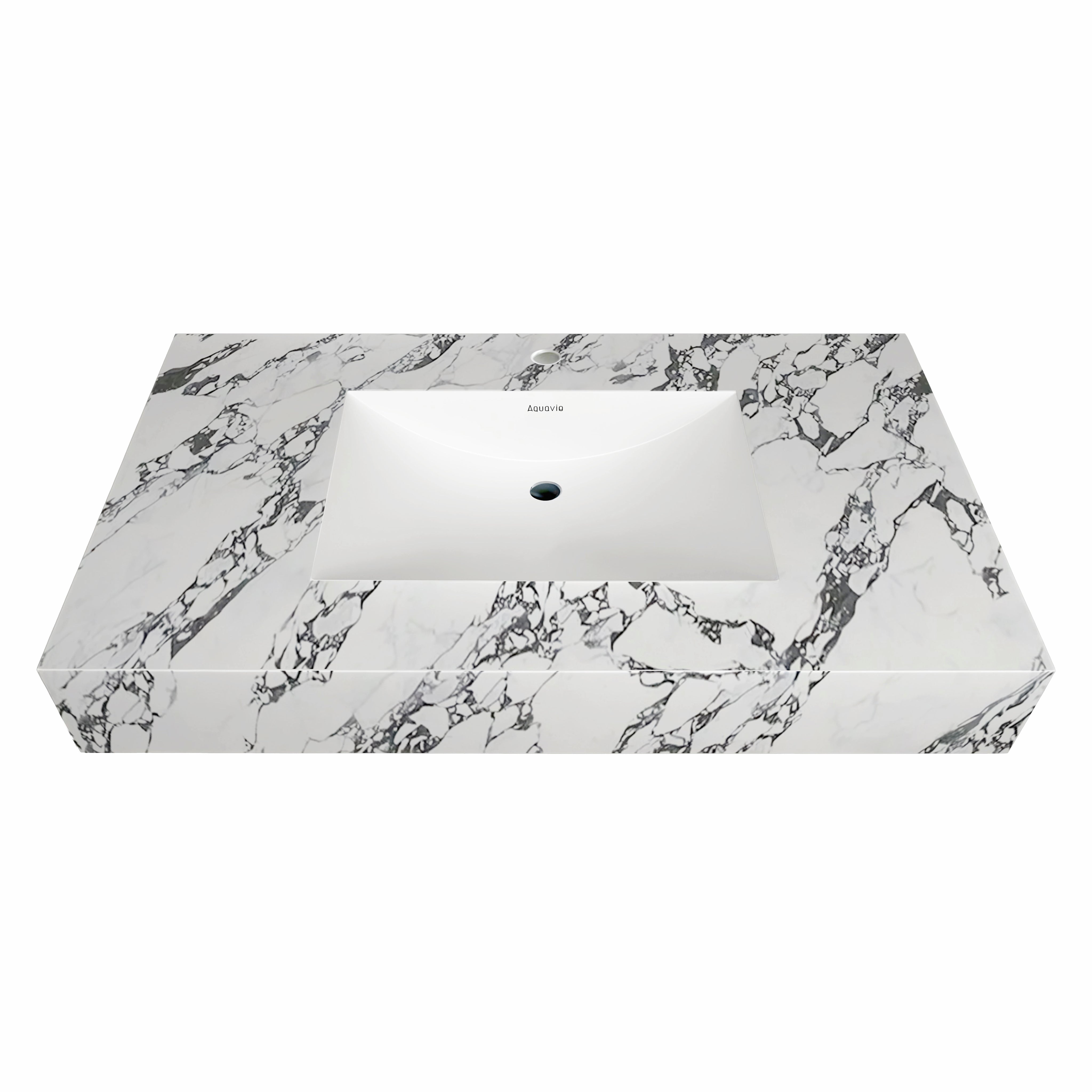 32"-60" Seamless Sintered Stone Vanity Top with Integrated Basin – Calacatta Black