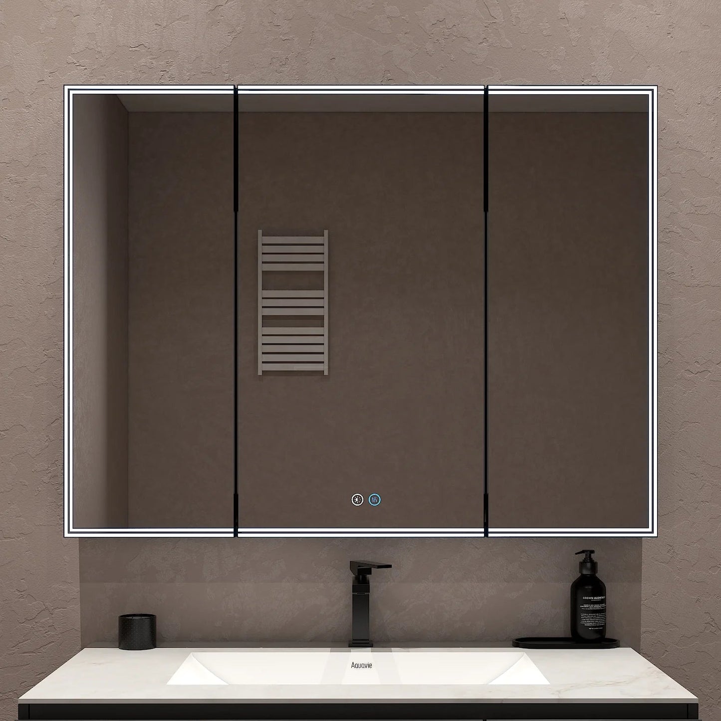 42"x32" LED Medicine Cabinet with Mirror – 3 Doors, Memory Function, Wall Recessed or Surface Mount - Medicine Cabinet NeoNova Decor