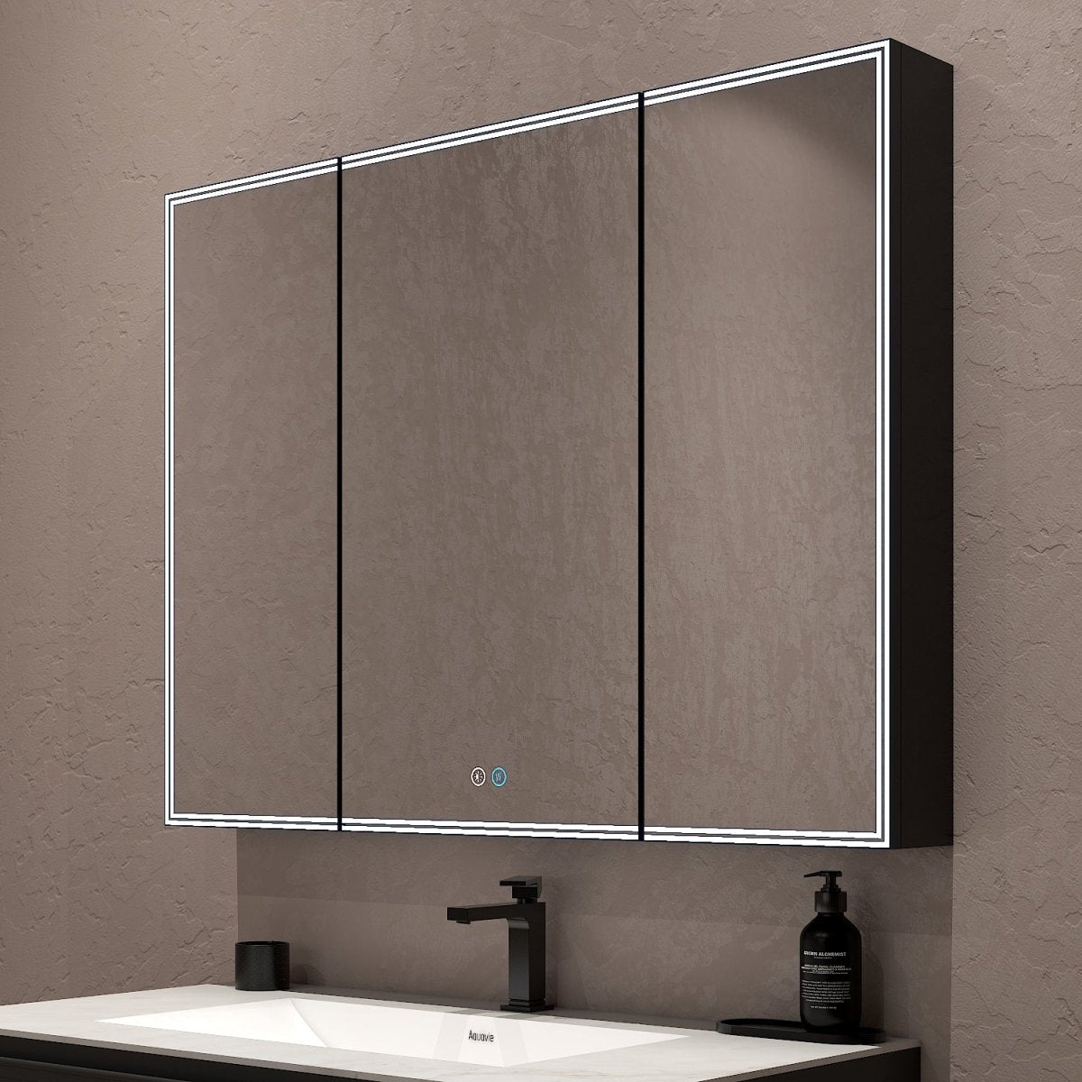 42"x32" LED Medicine Cabinet with Mirror – 3 Doors, Memory Function, Wall Recessed or Surface Mount - Medicine Cabinet NeoNova Decor